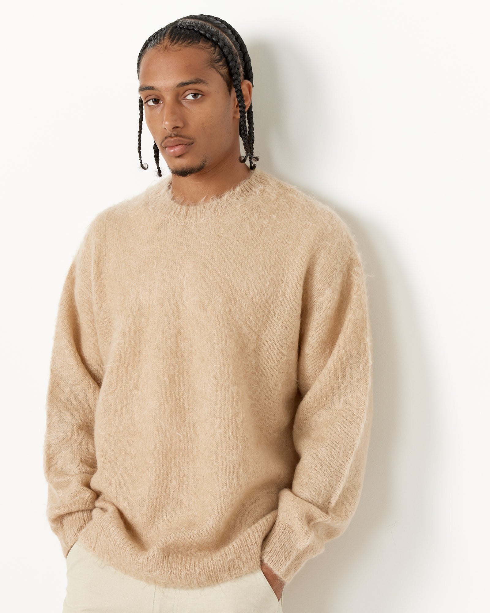Brushed Mohair Knit Pullover