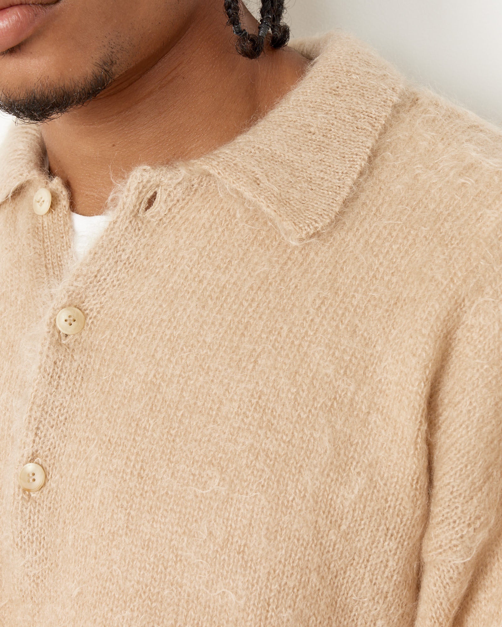 Brushed Mohair Knit Polo