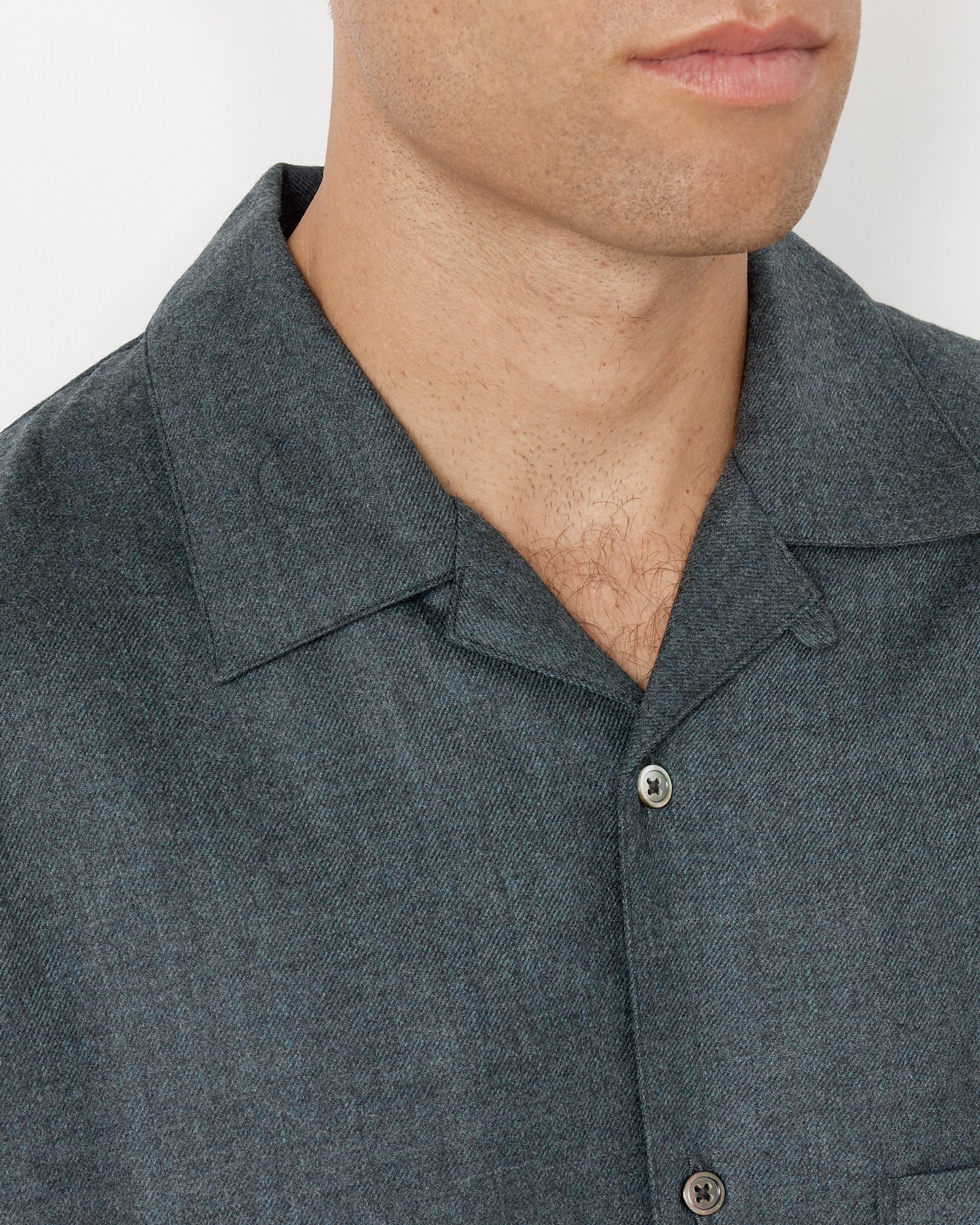 Open Collar Wool Shirt