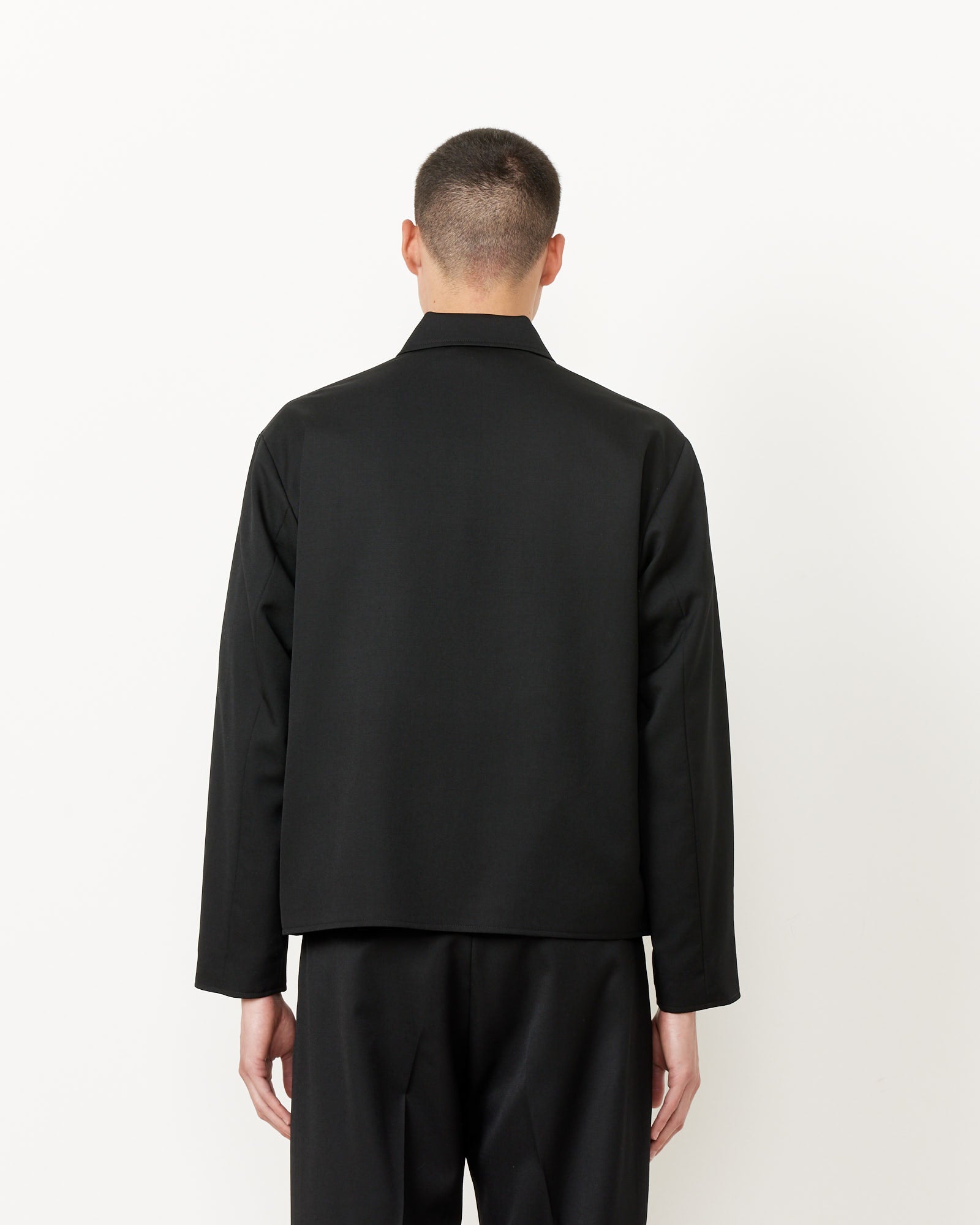 Zip Jacket Wool Gabardine in Black