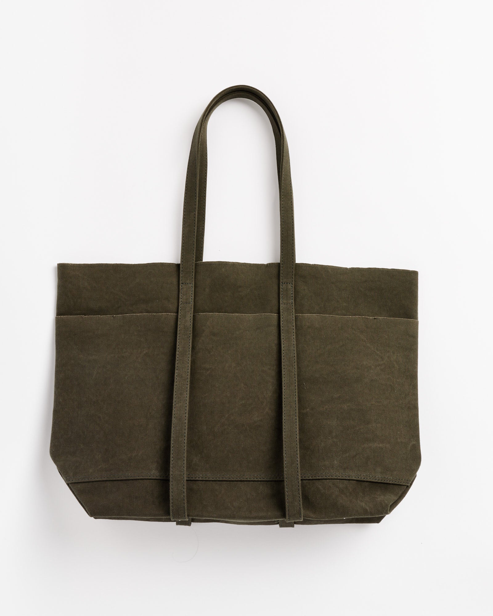 Washed Canvas 6 Pockets Tote in Olive