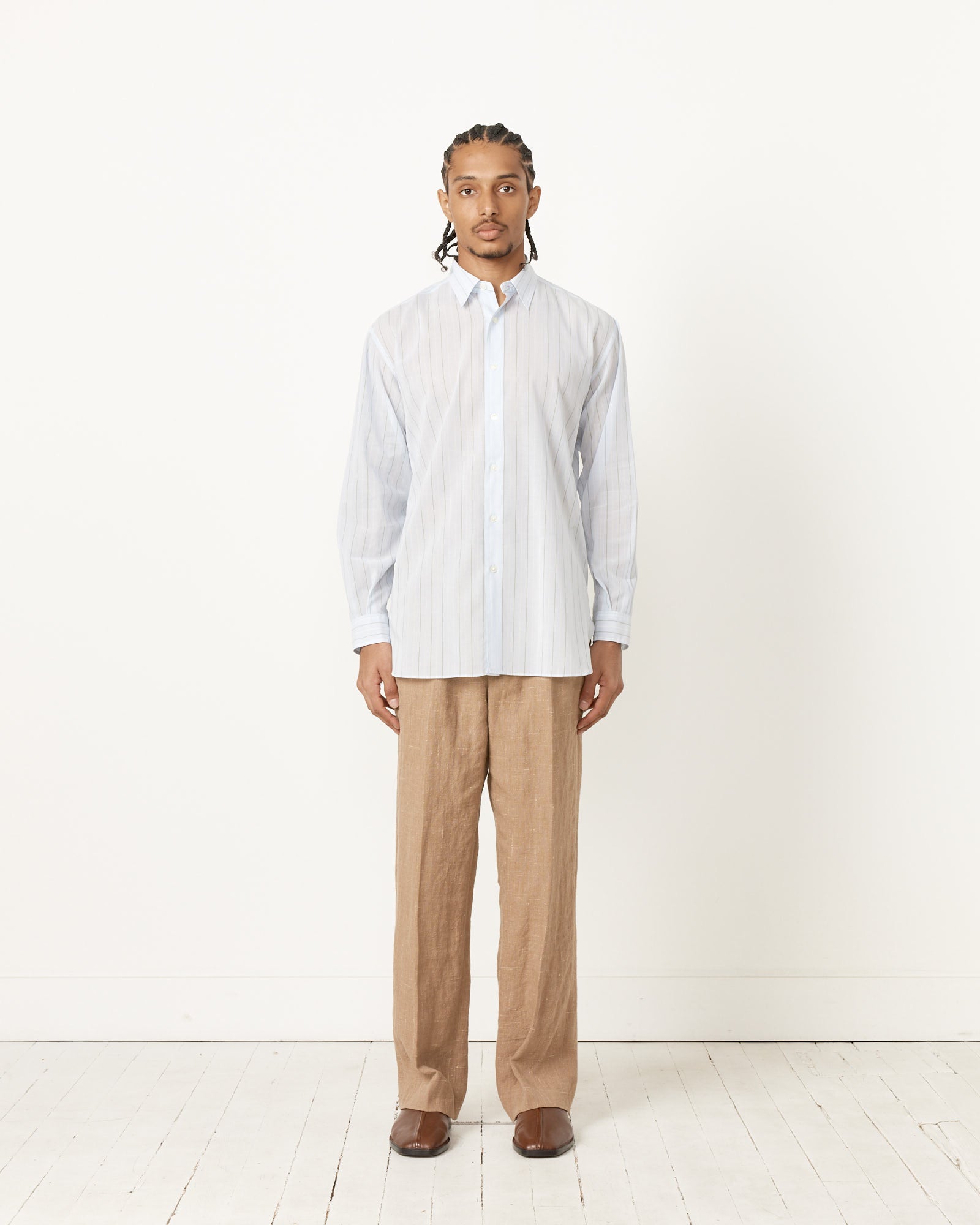 Organdy Stripe Shirt in Light Blue