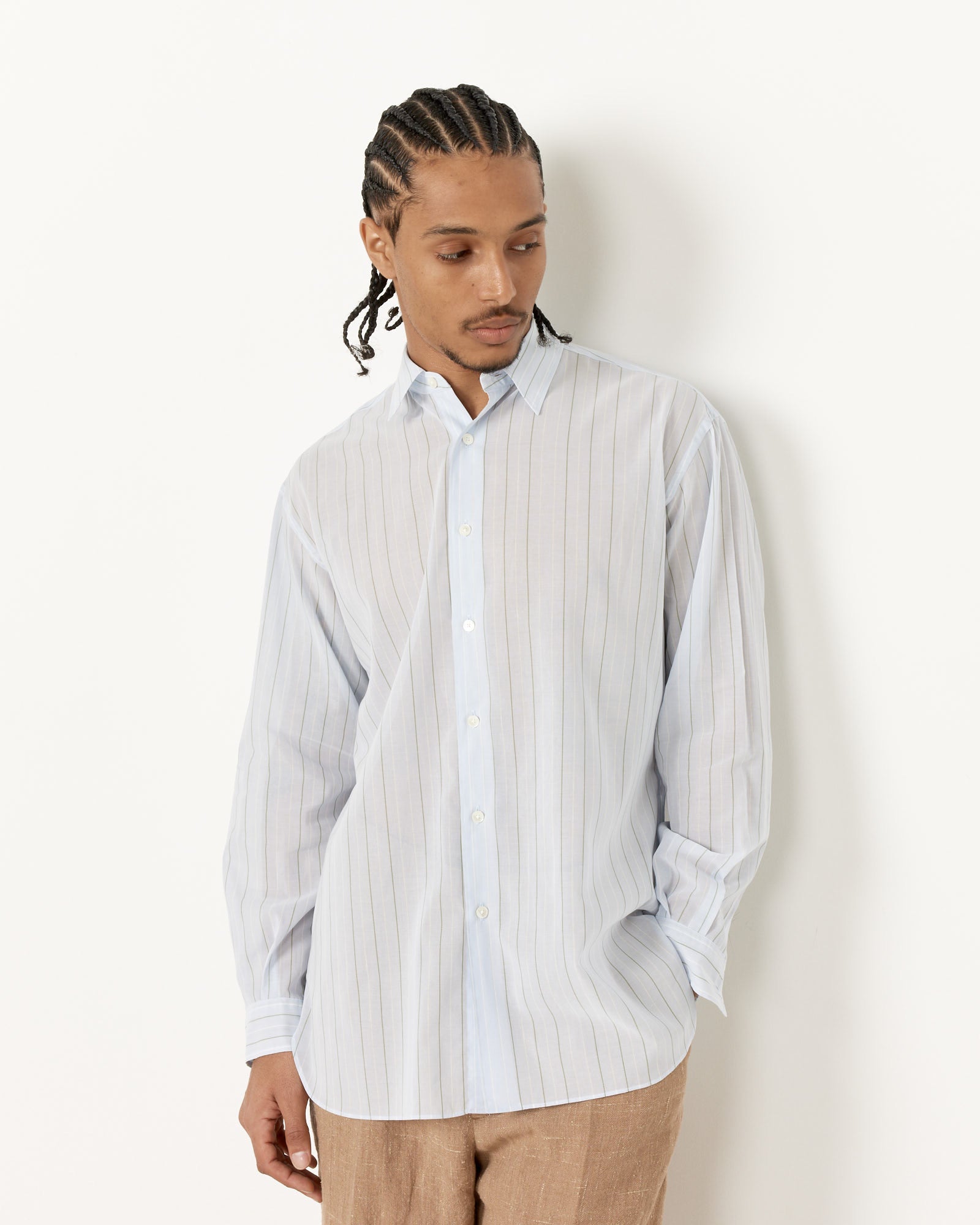 Organdy Stripe Shirt in Light Blue