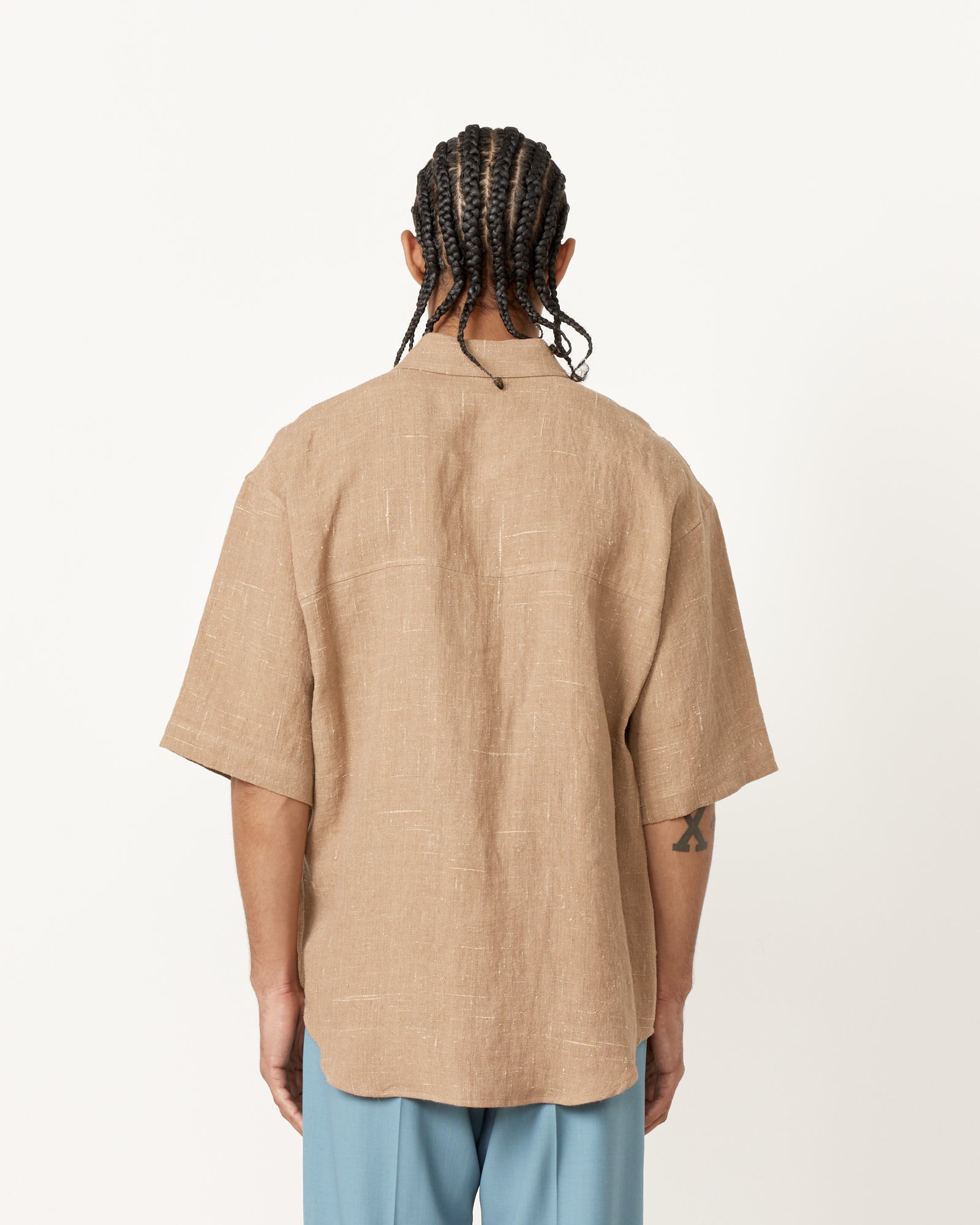 Linen Silk Shirt in Brown