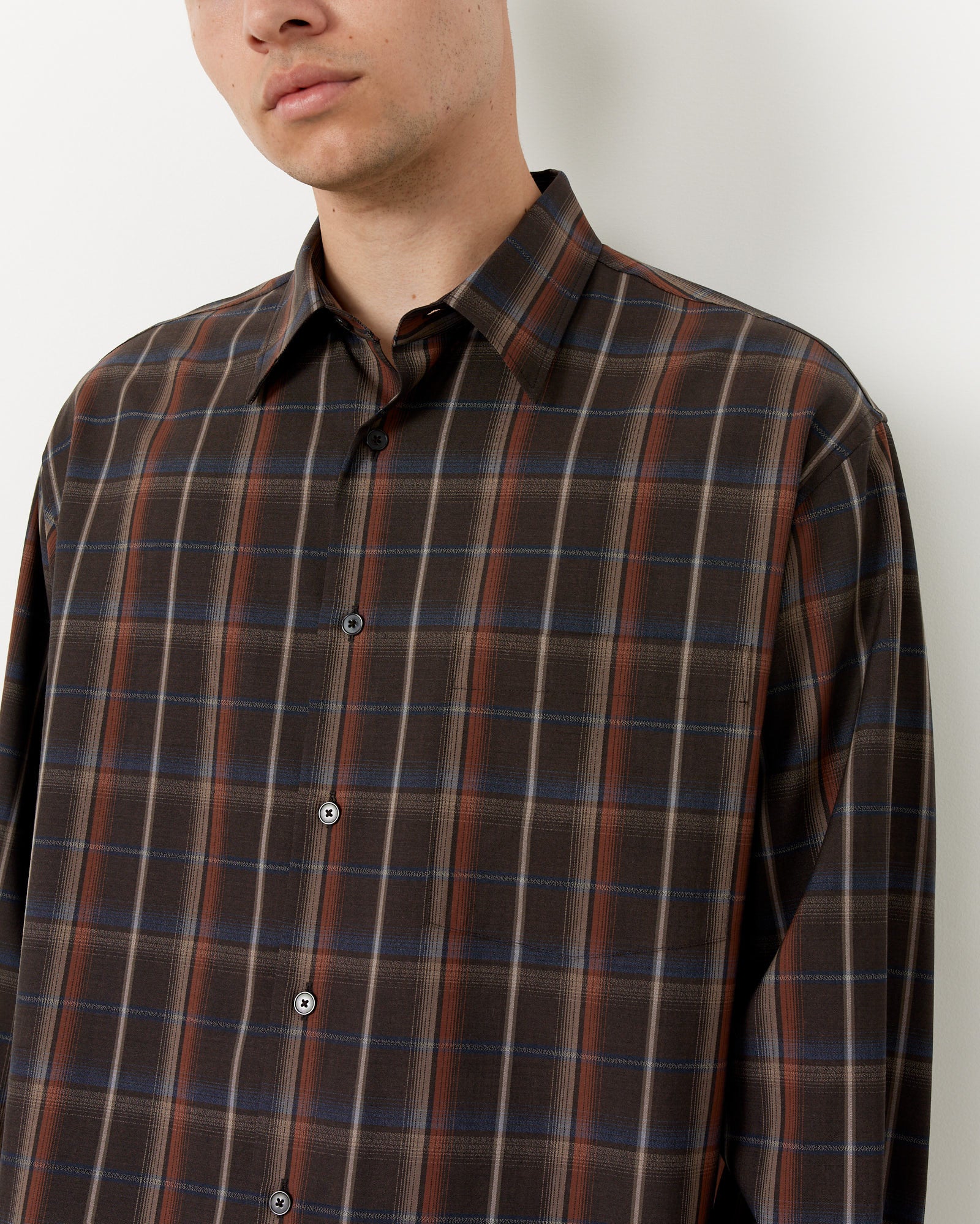 Super Light Check Shirt in Dark Brown