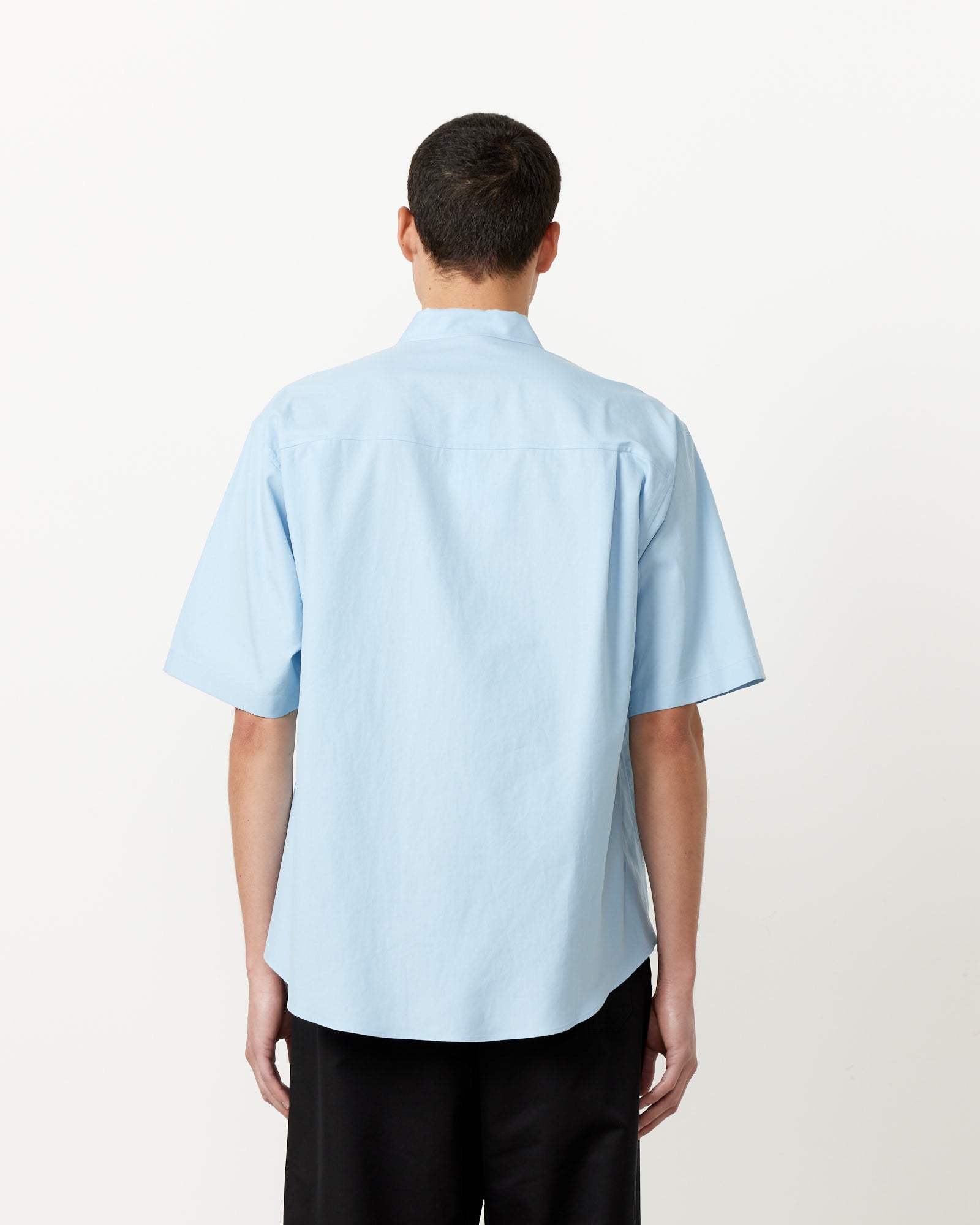 Washed Finx Twill Big Half Sleeve Shirt in Sax Blue