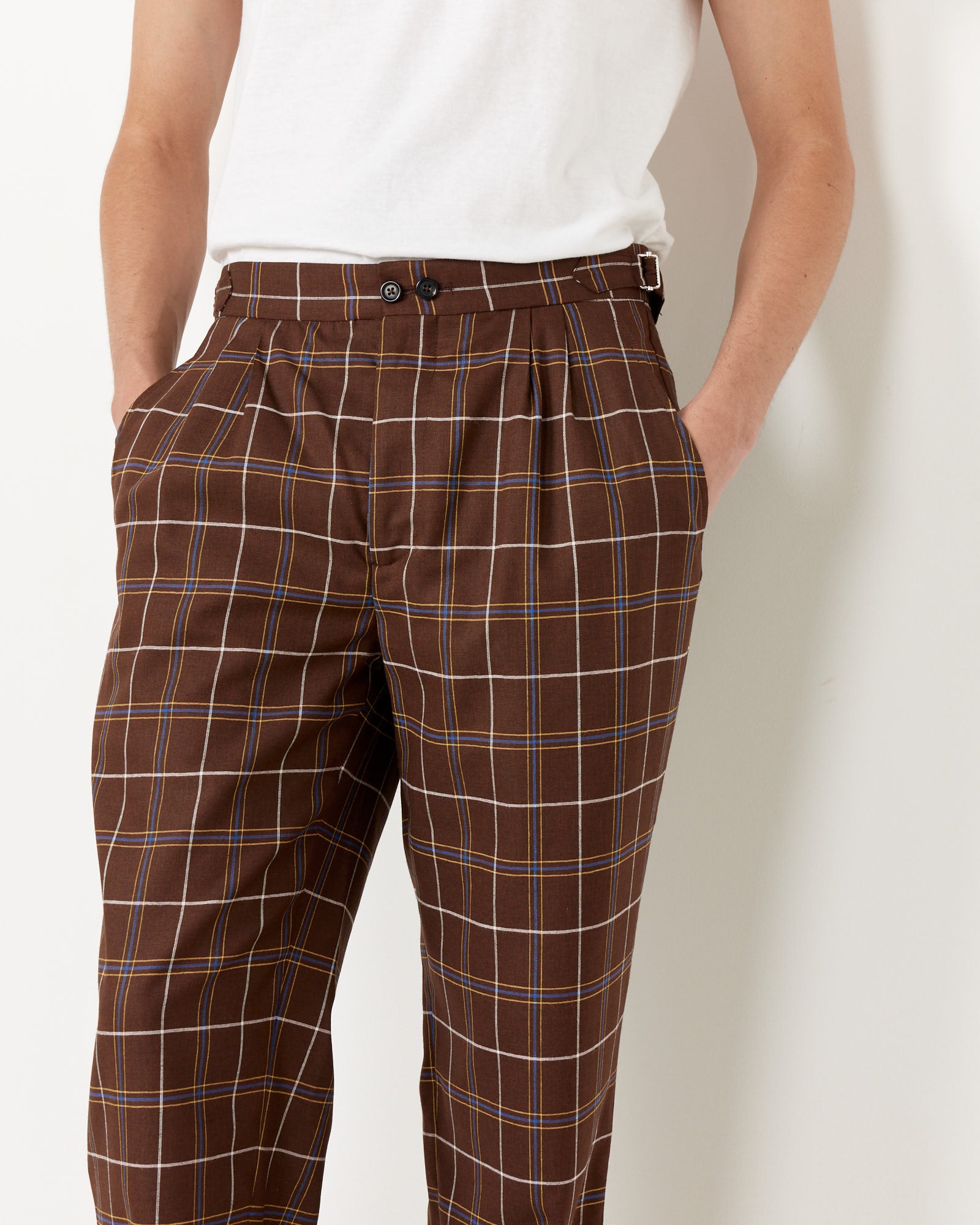 Dunham Plaid Trouser in Brown Multi