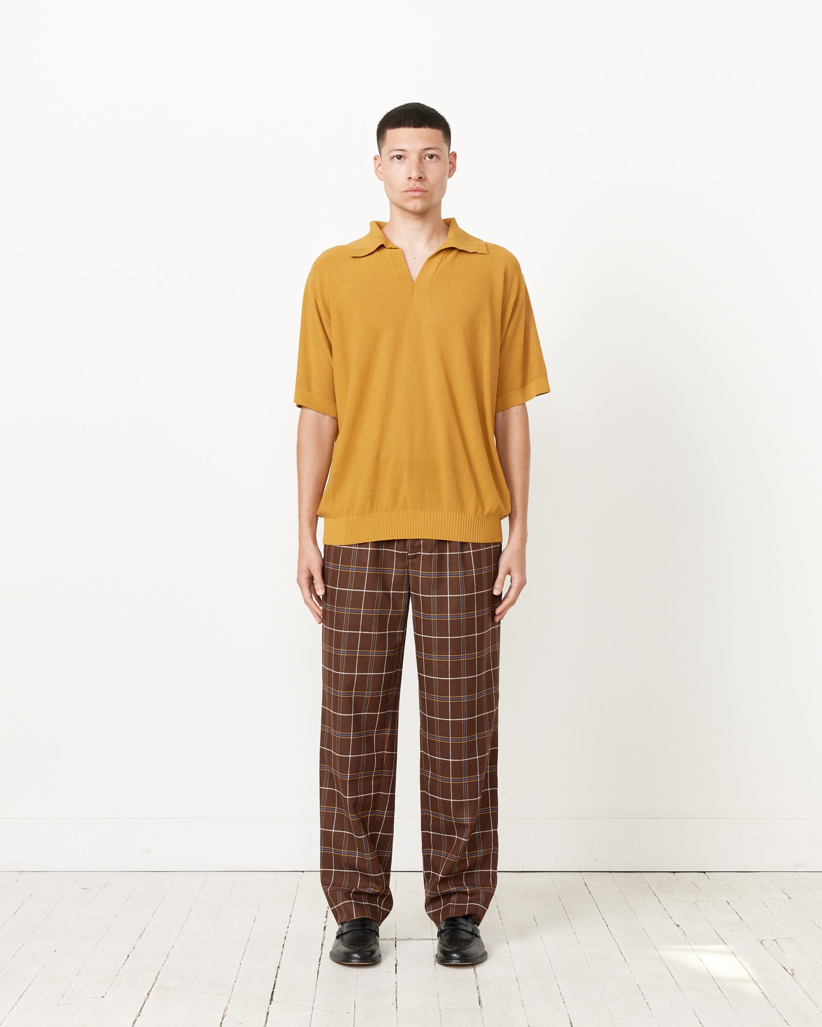 Boxy Polo in Brown Yellow
