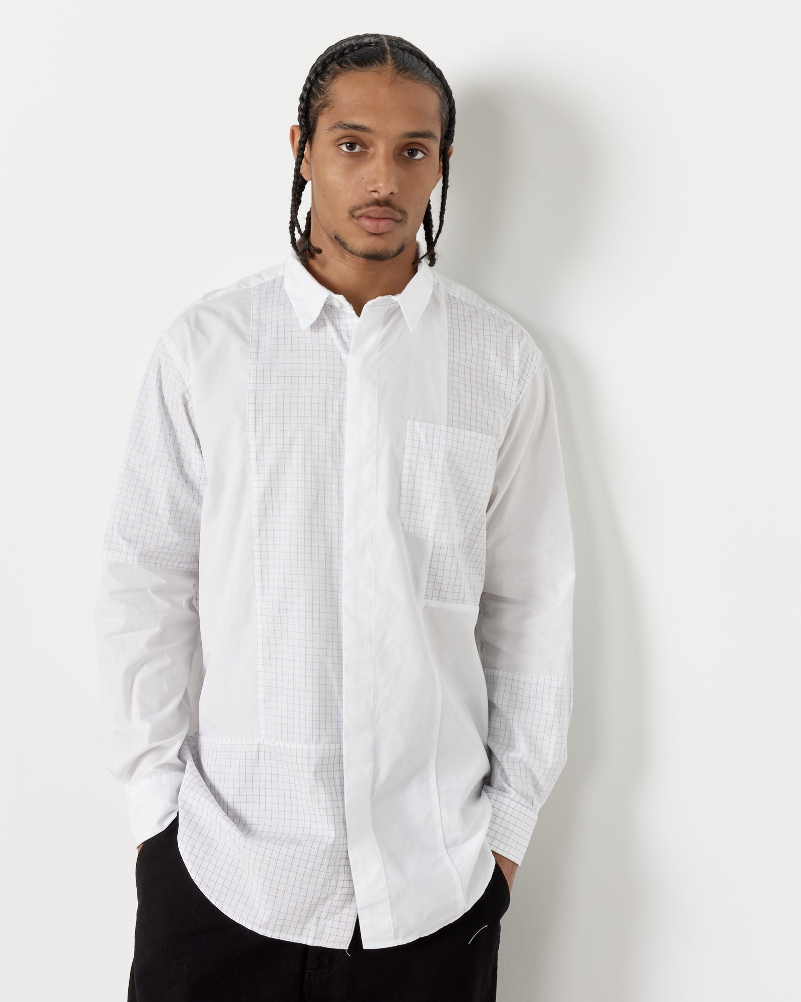 Combo Short Collar Shirt in Blue/White