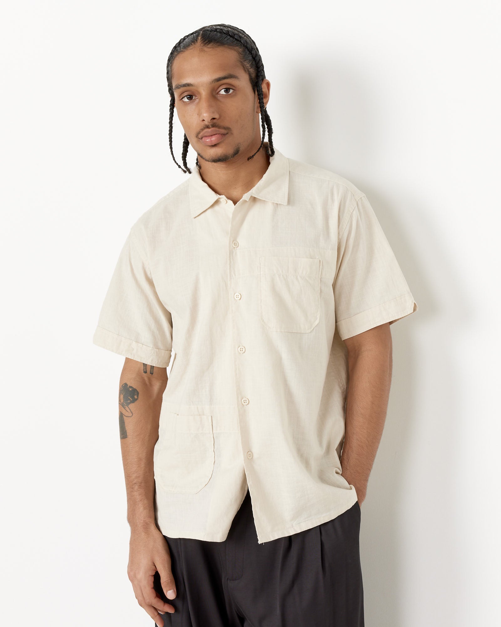 dress shirt handkerchief Men's French Cuff + Tie Handkerchief Dress Shirt With White Size 22.5"Neck /36 37"Sleeve