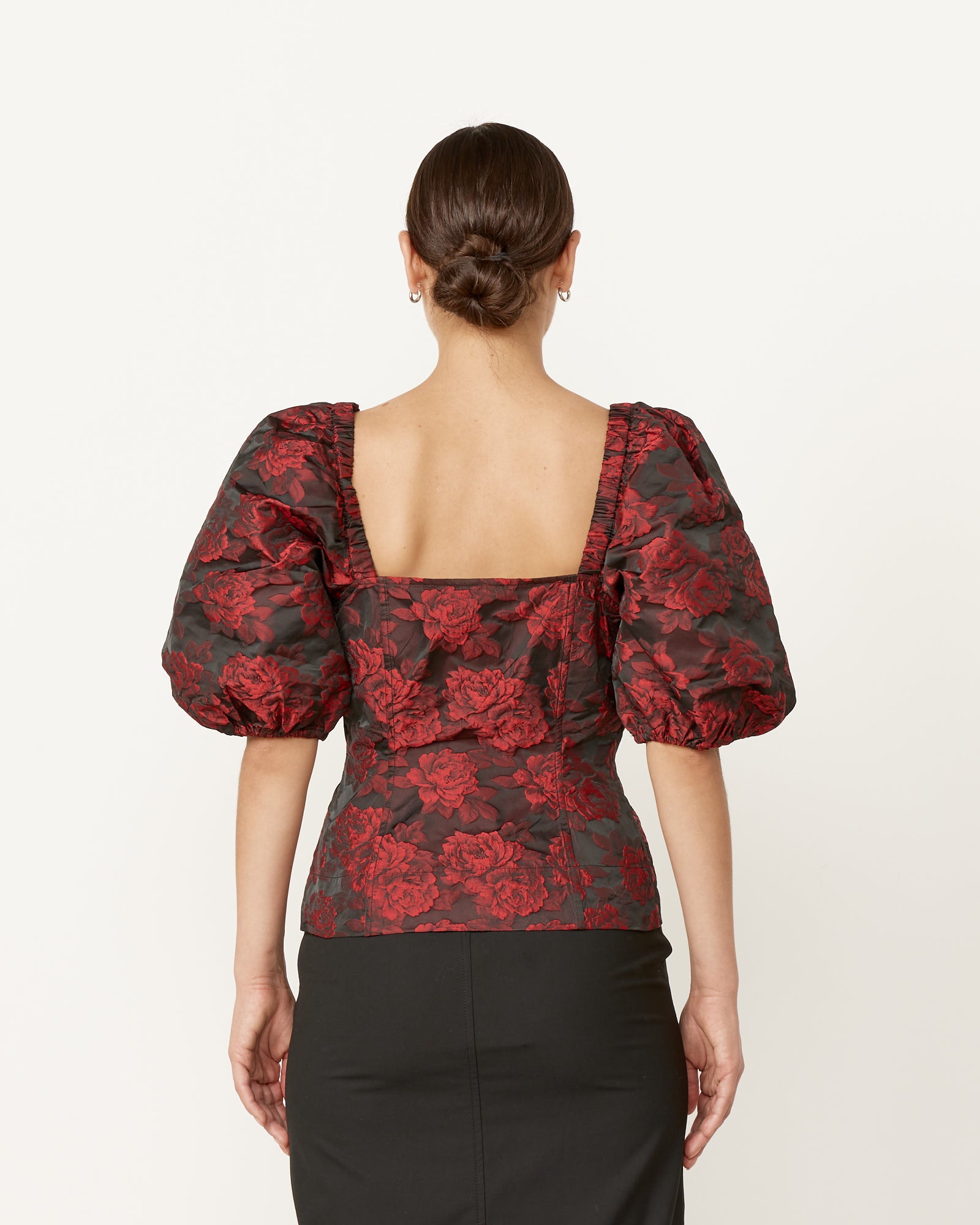 Botanical Jacquard Fitted Blouse