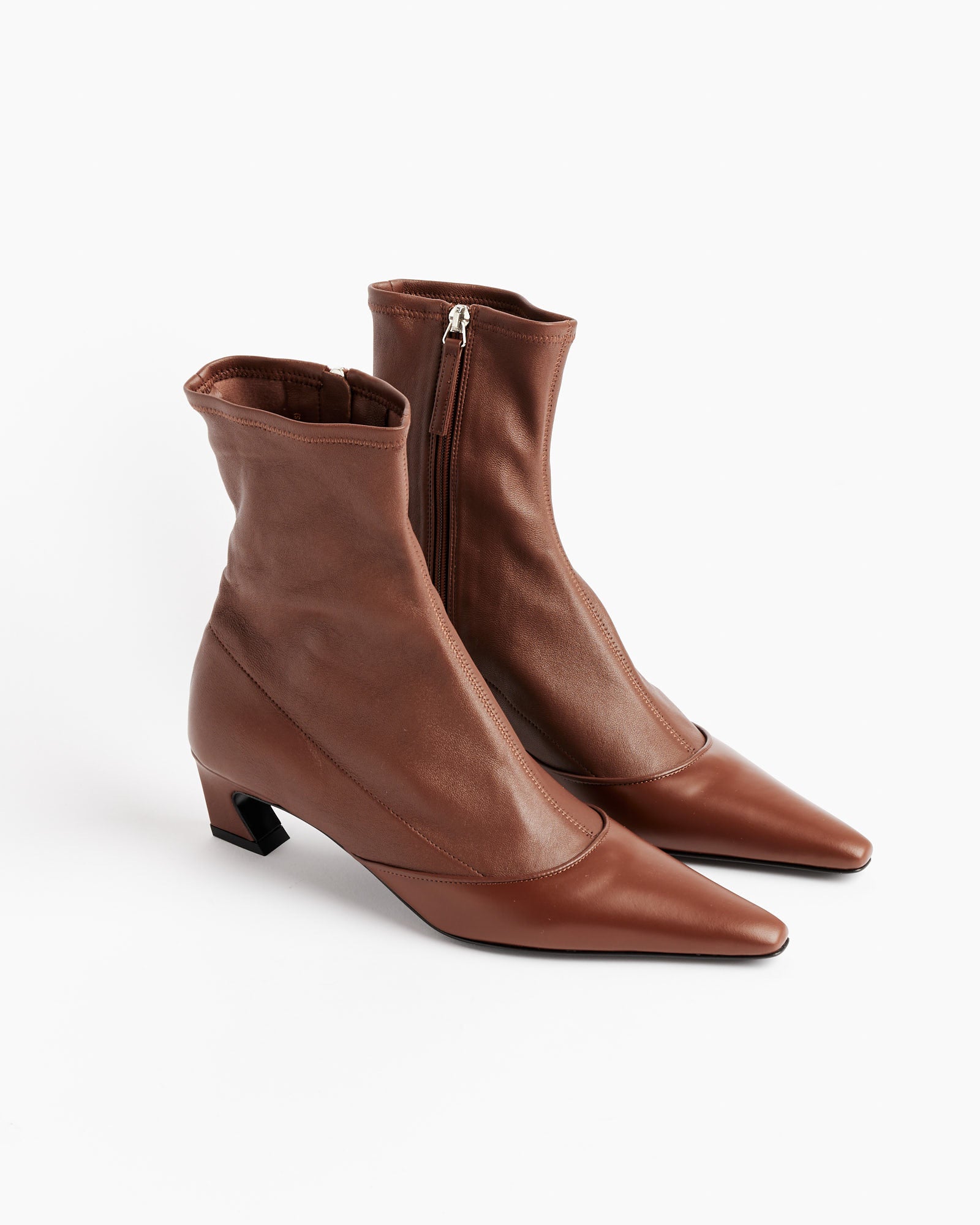 Heeled Ankle Boot in Cognac Brown