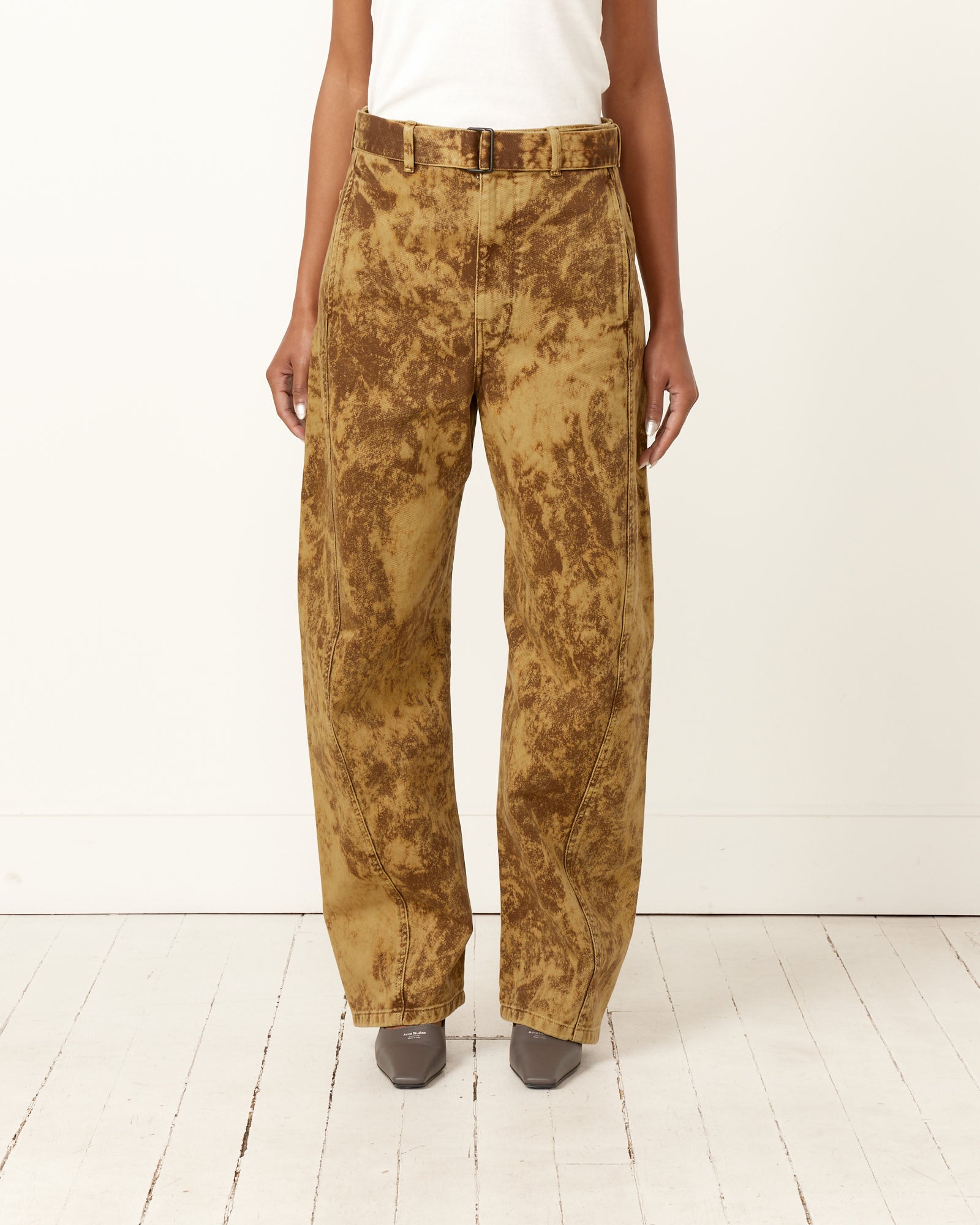 Twisted Belted Pant in Acid Snow Bronze