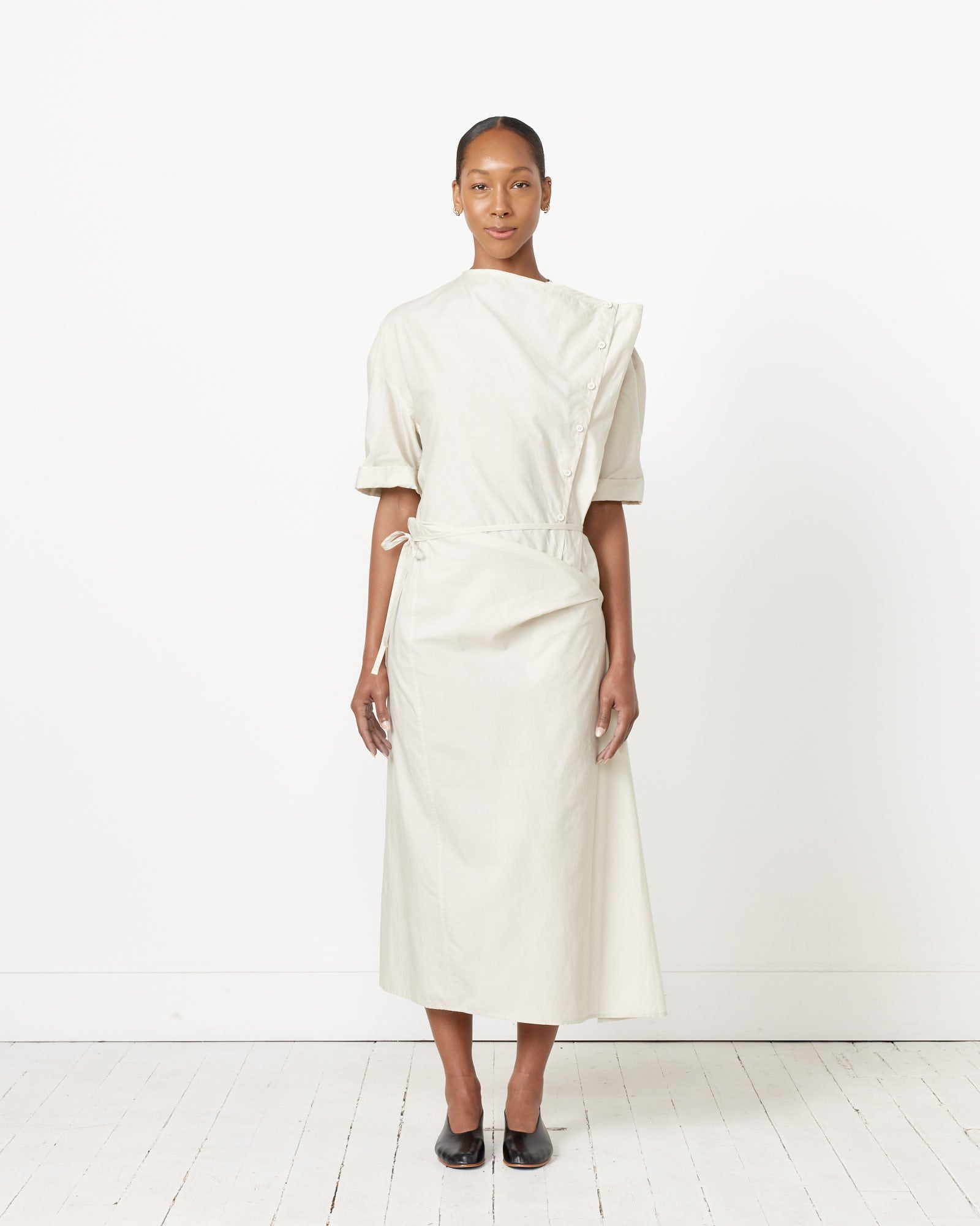 Short Sleeve Wrap Dress in Pale Mastic