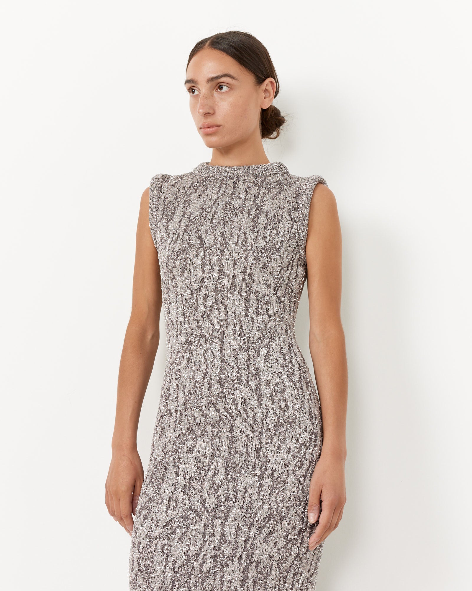 Jacquard Knit Dress in Dark Grey