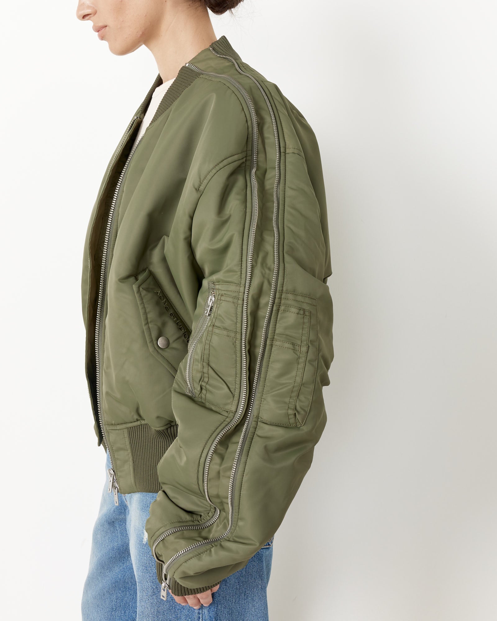 Zipped Bomber Jacket in Hunter Green