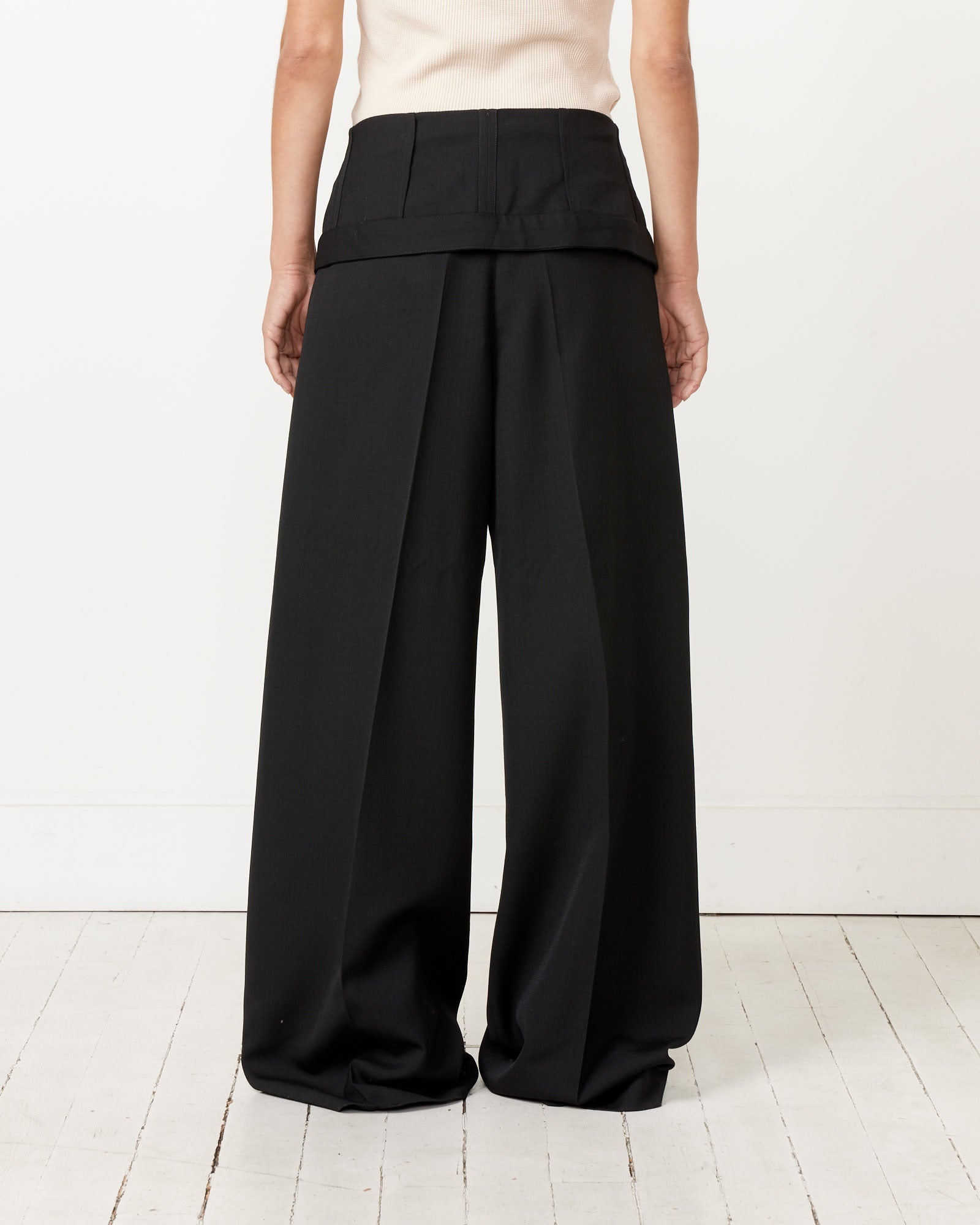 Tailored Wool Blend Trousers in Black