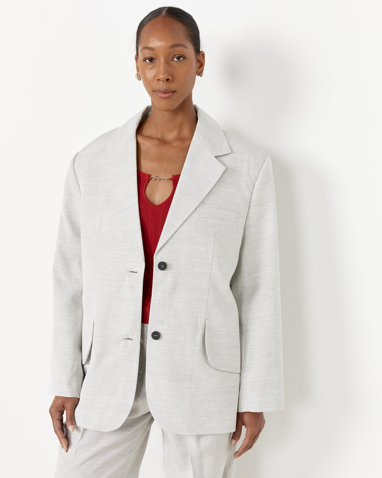 La Veste Titolo Blazer in Light Grey - Main Image