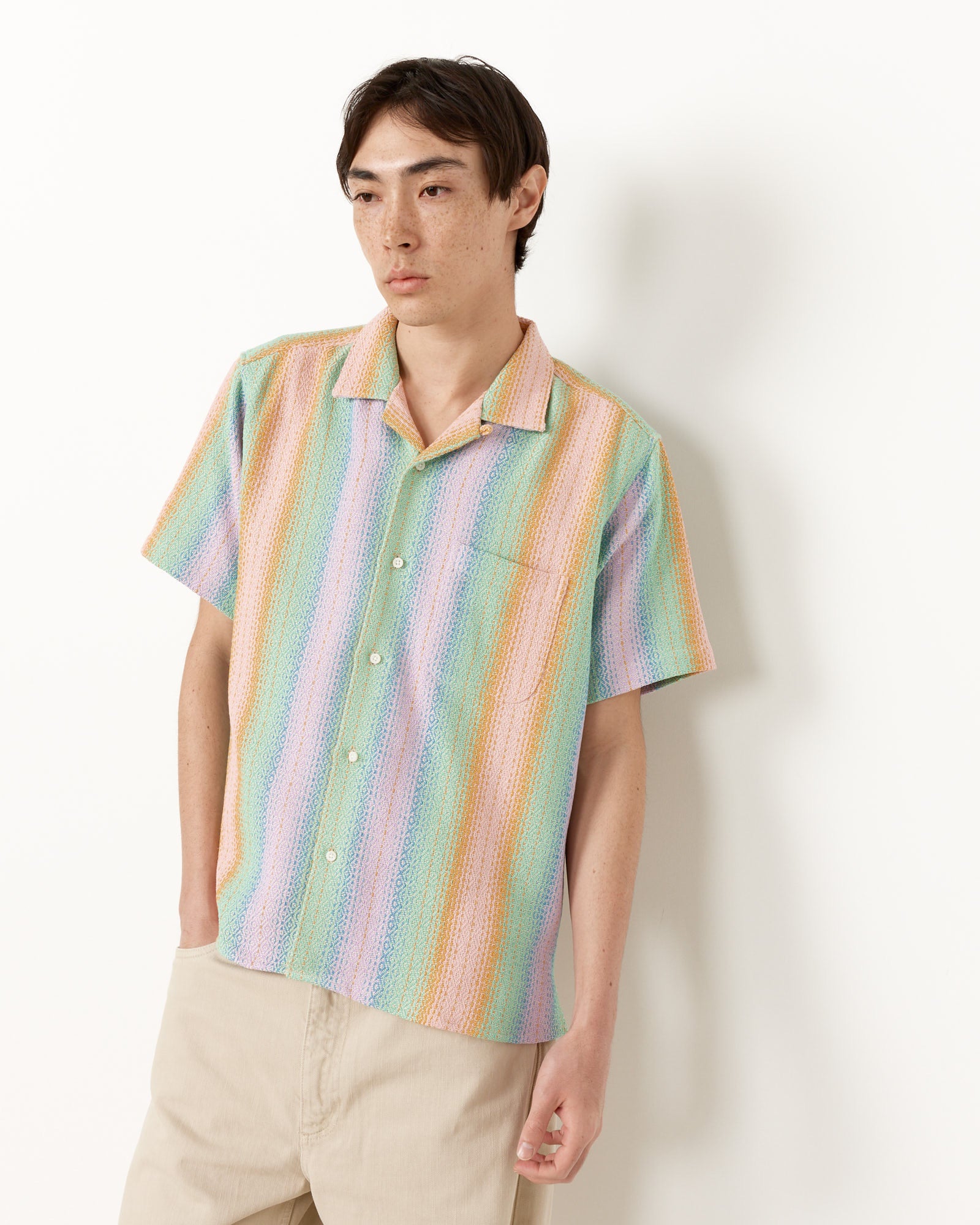 Short Sleeve Camp Shirt in Pastel Baja Blanket