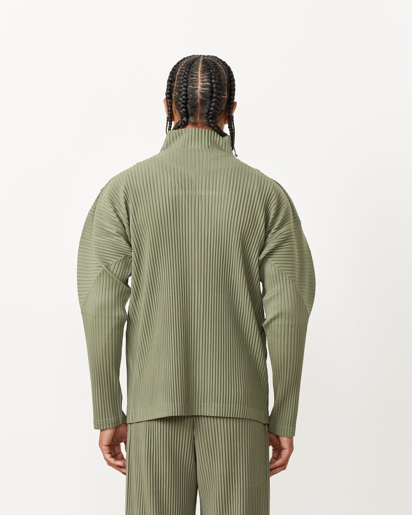 Color Pleats Jacket in Sage Green