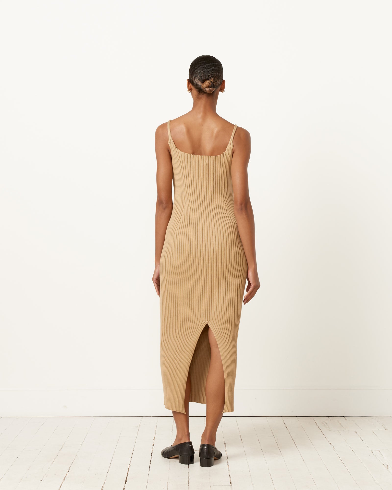 Wide Rib Knit Dress in Beige Wide Rib Knit Dress in Beige