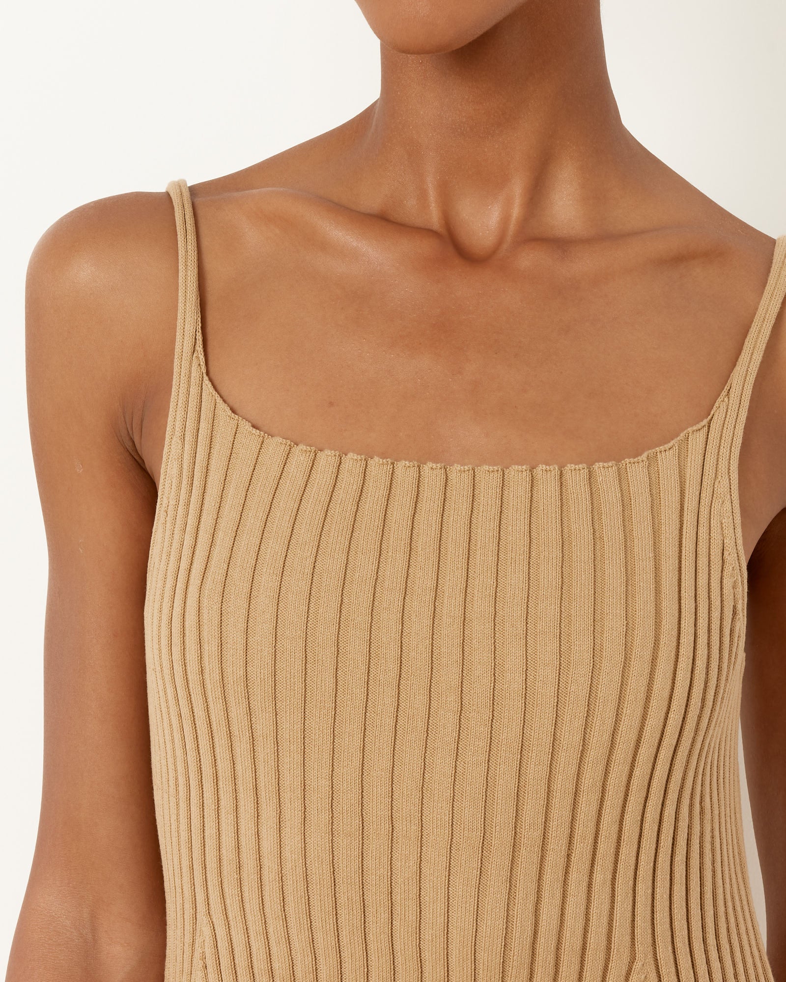 Wide Rib Knit Dress in Beige Wide Rib Knit Dress in Beige