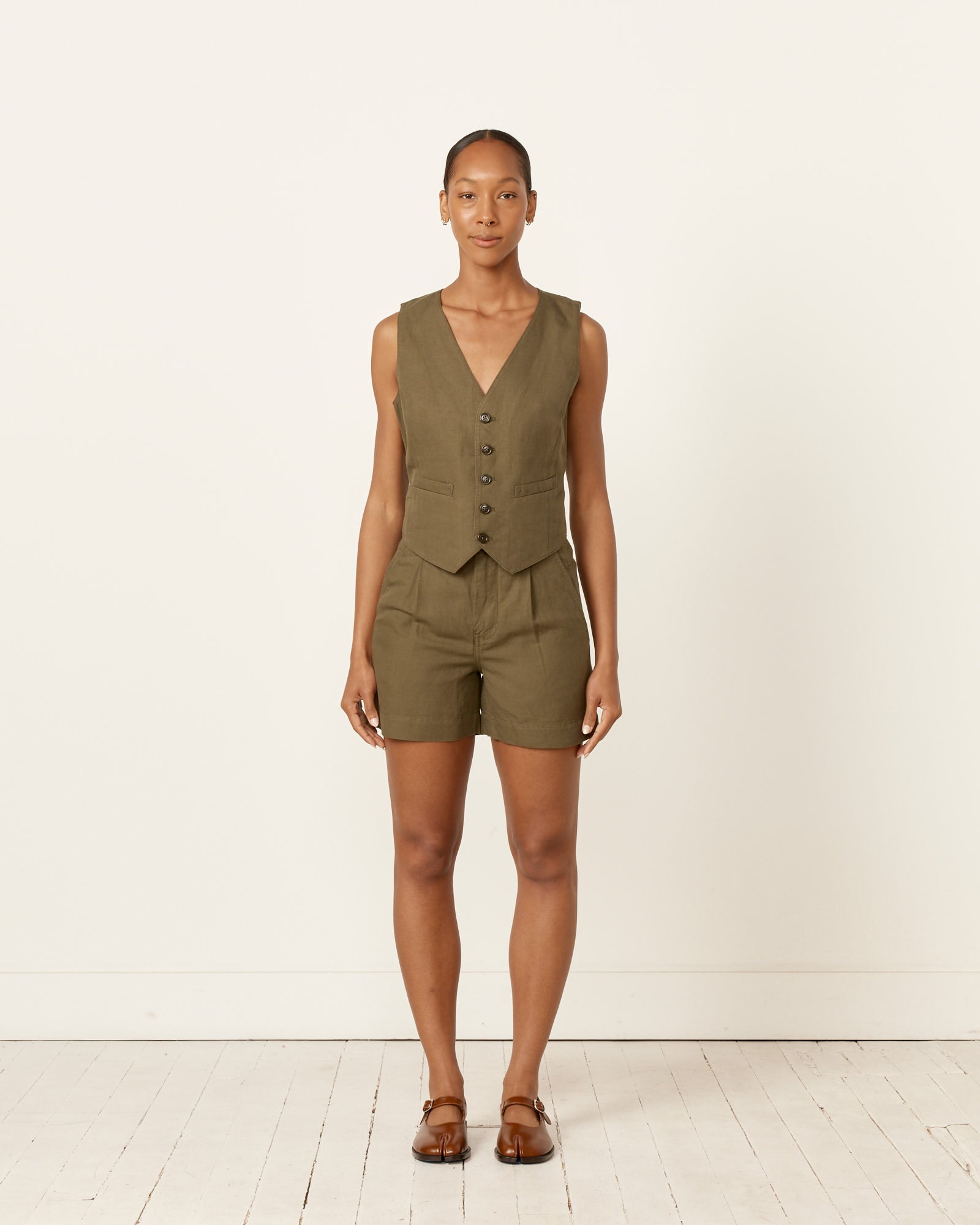 Pleated Short in Puglia Olive