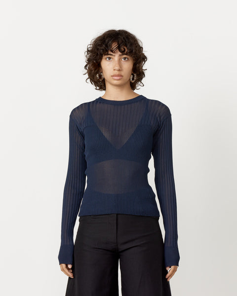 Bibiy.】BERYL KNIT BLOUSE ネイビー TOPS｜Bibiy.