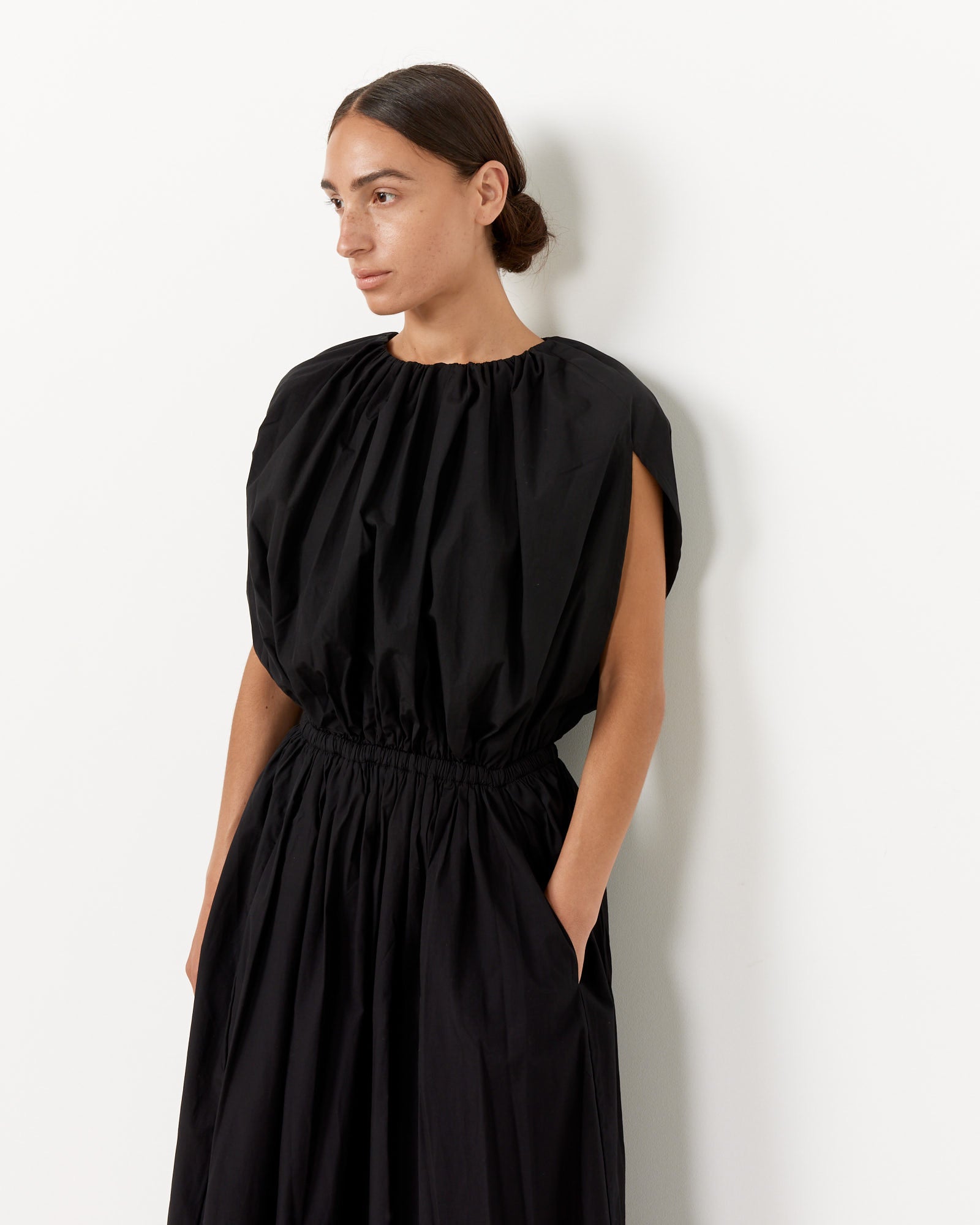 black crane pleats dress Black Crane Pleated Dress in Dark Forest | Oroboro Store