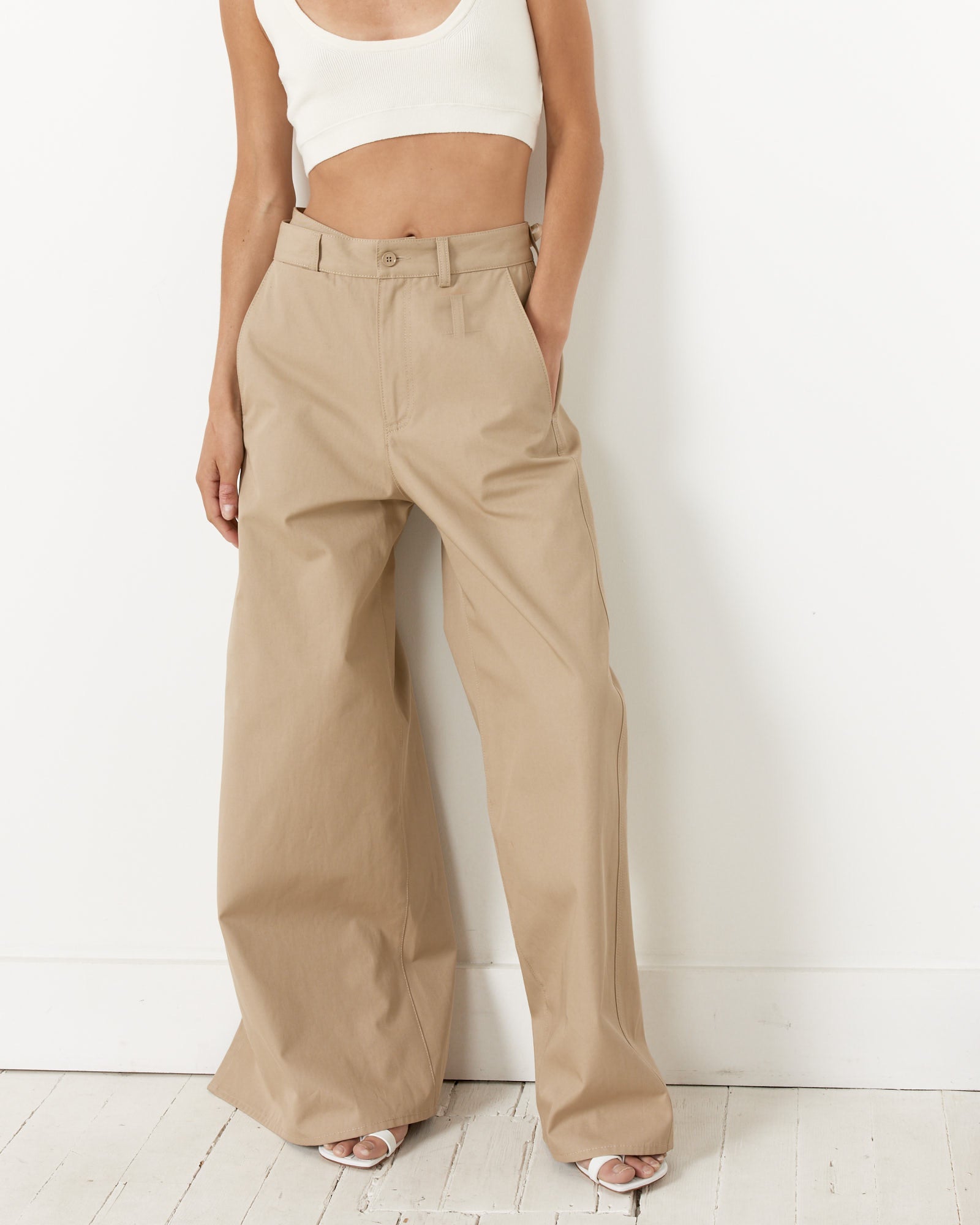 Cotton Gabardine Cropped Pants