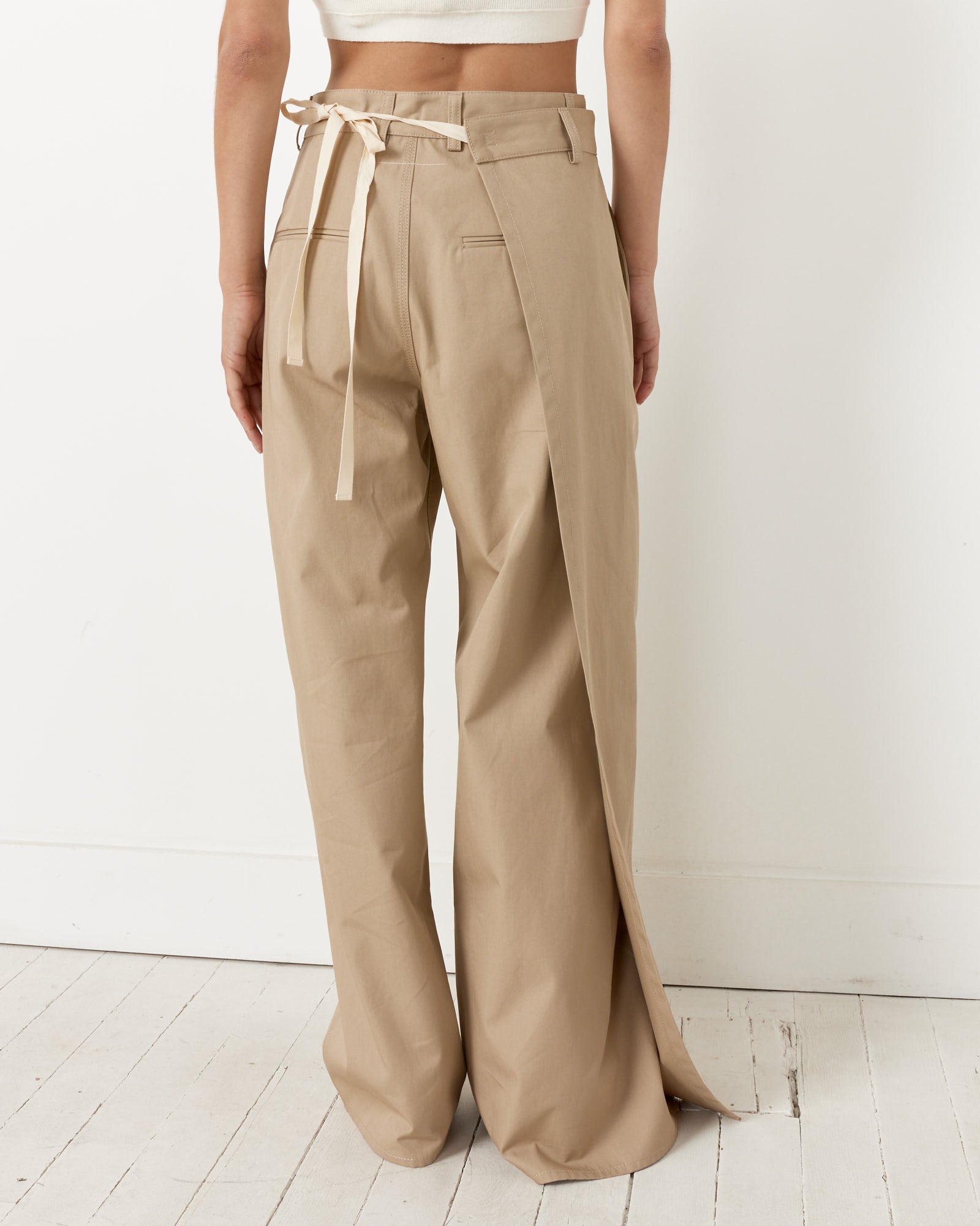 Cotton Gabardine Trousers in Beige