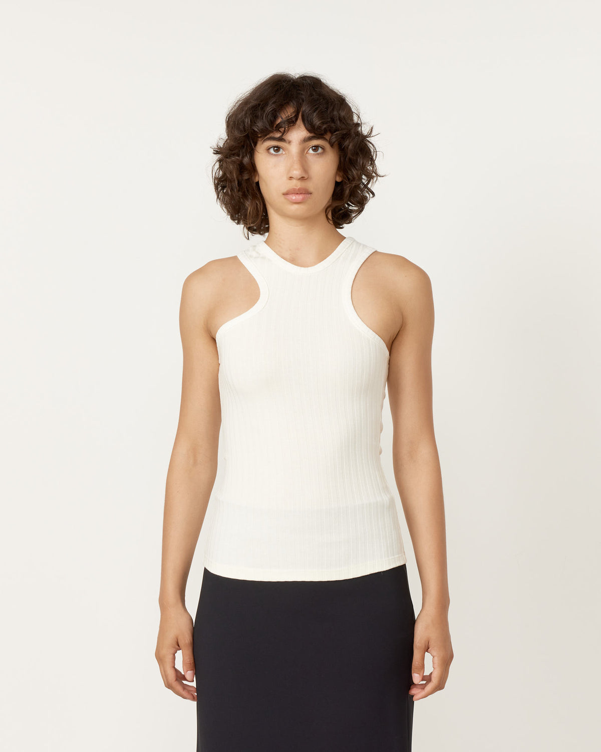 Knit Rib Tank Wide Rib Knit Tank in Ivory