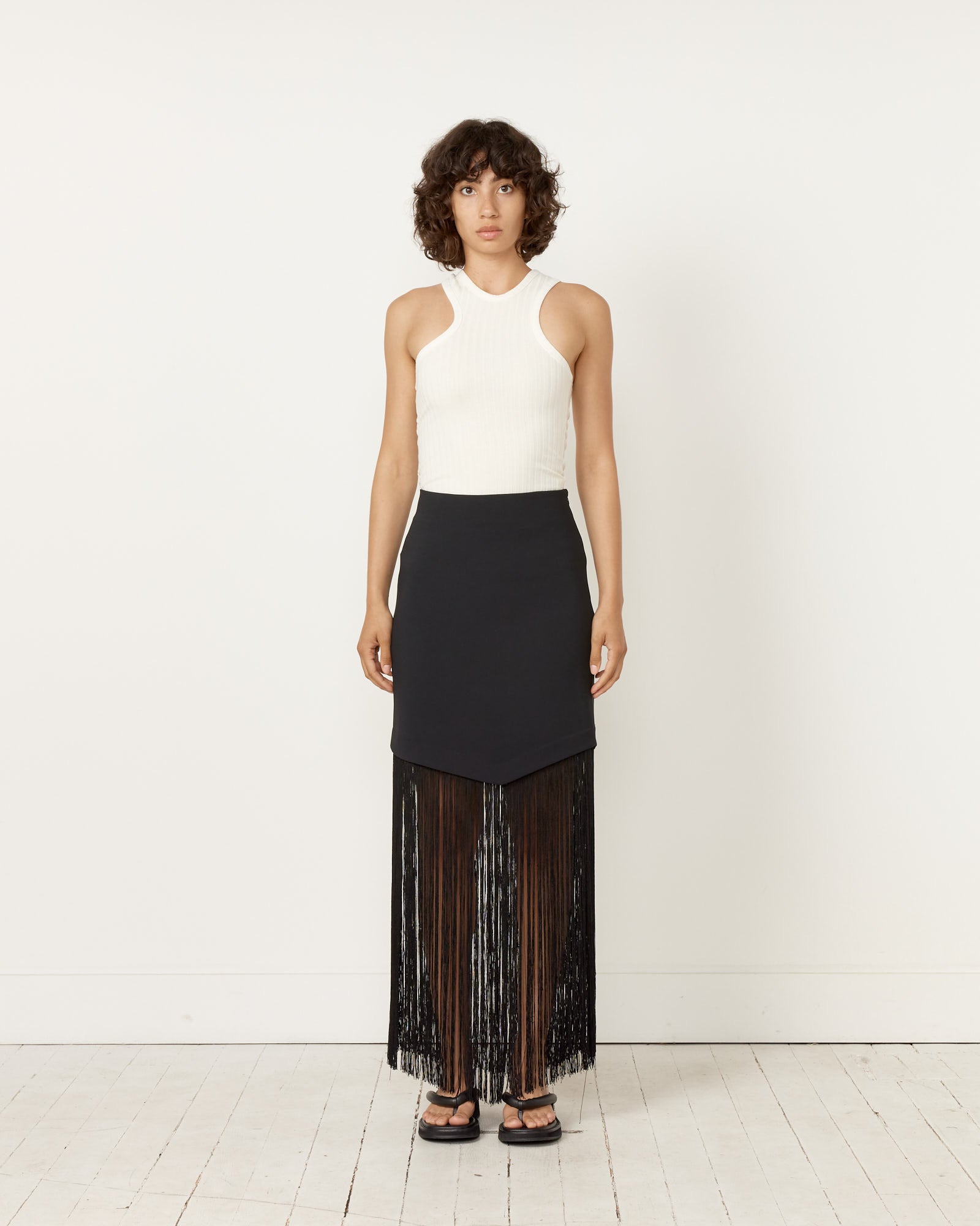 Structured Crepe Skirt in Black