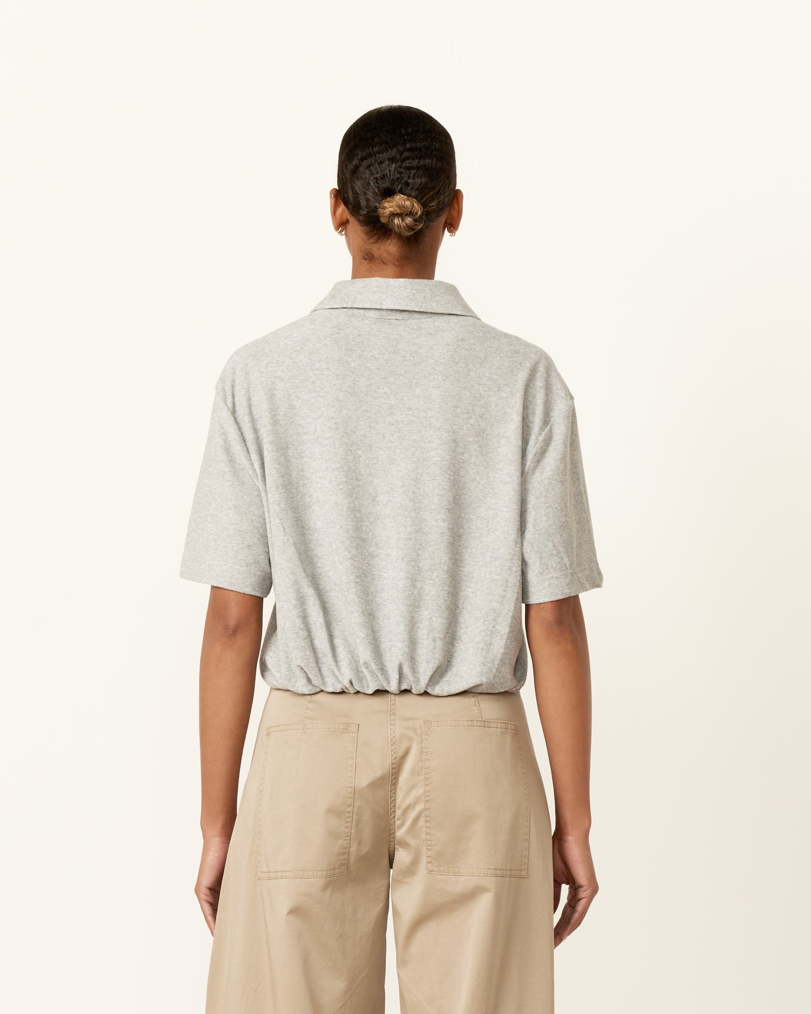 Terry Easy Polo Shirt in Heather Grey