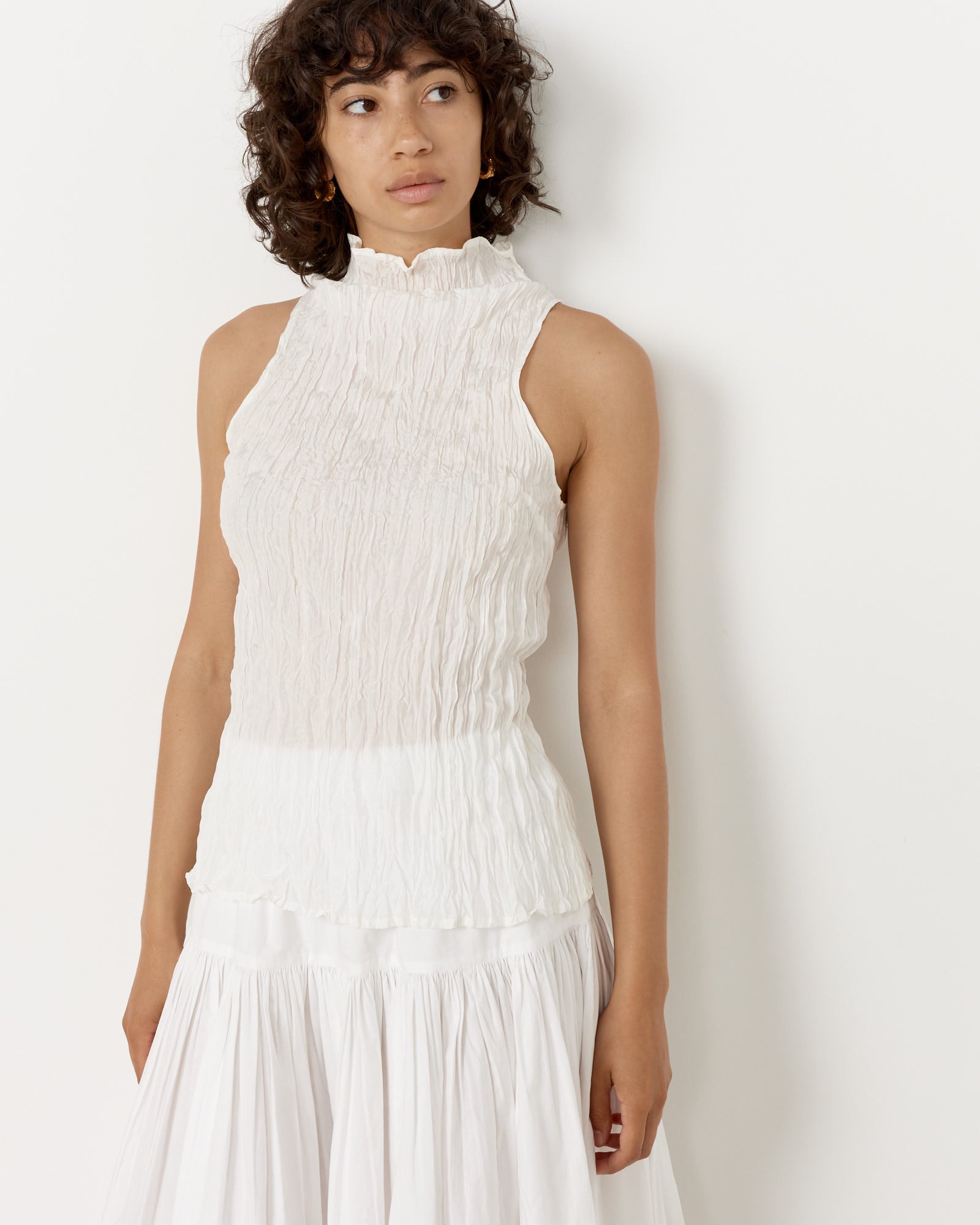Mauny Pleated Top in Chalk