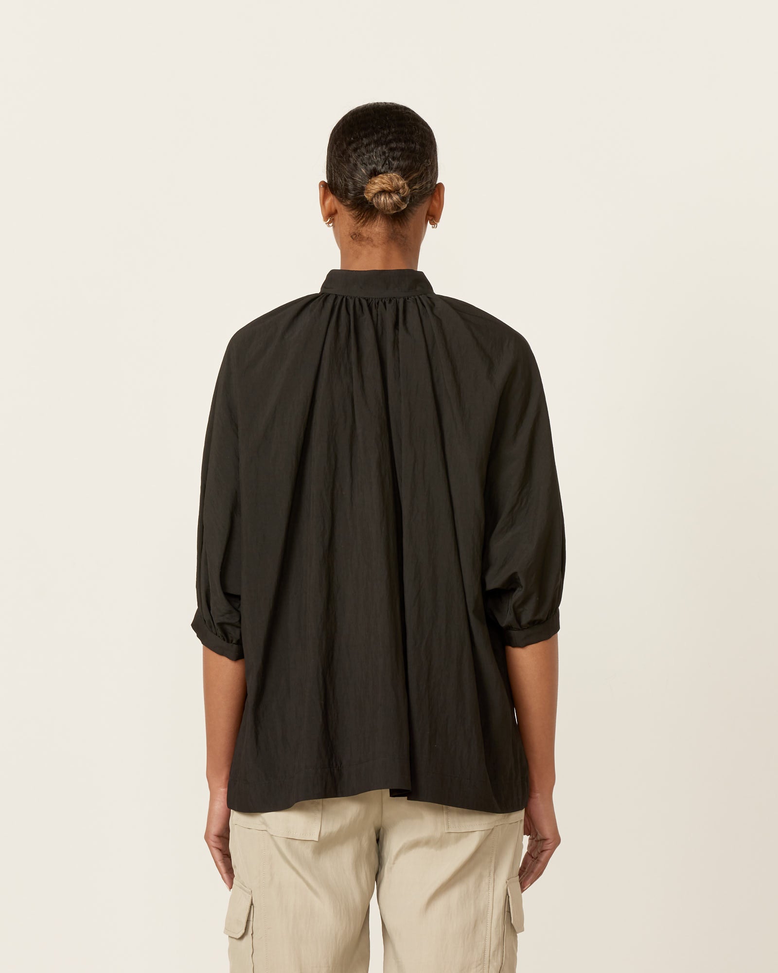 Shirred Blouse in Black