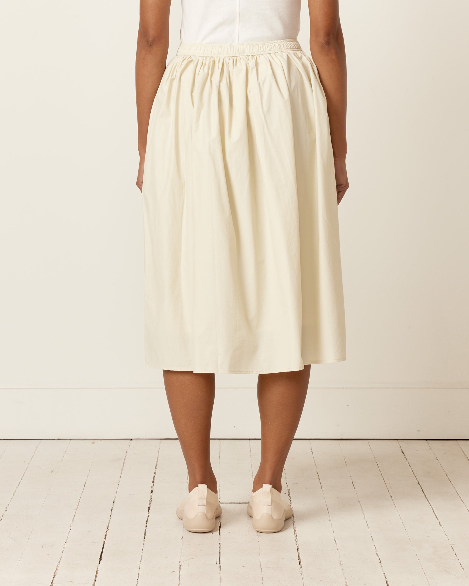 Gathered Midi Skirt in Cream