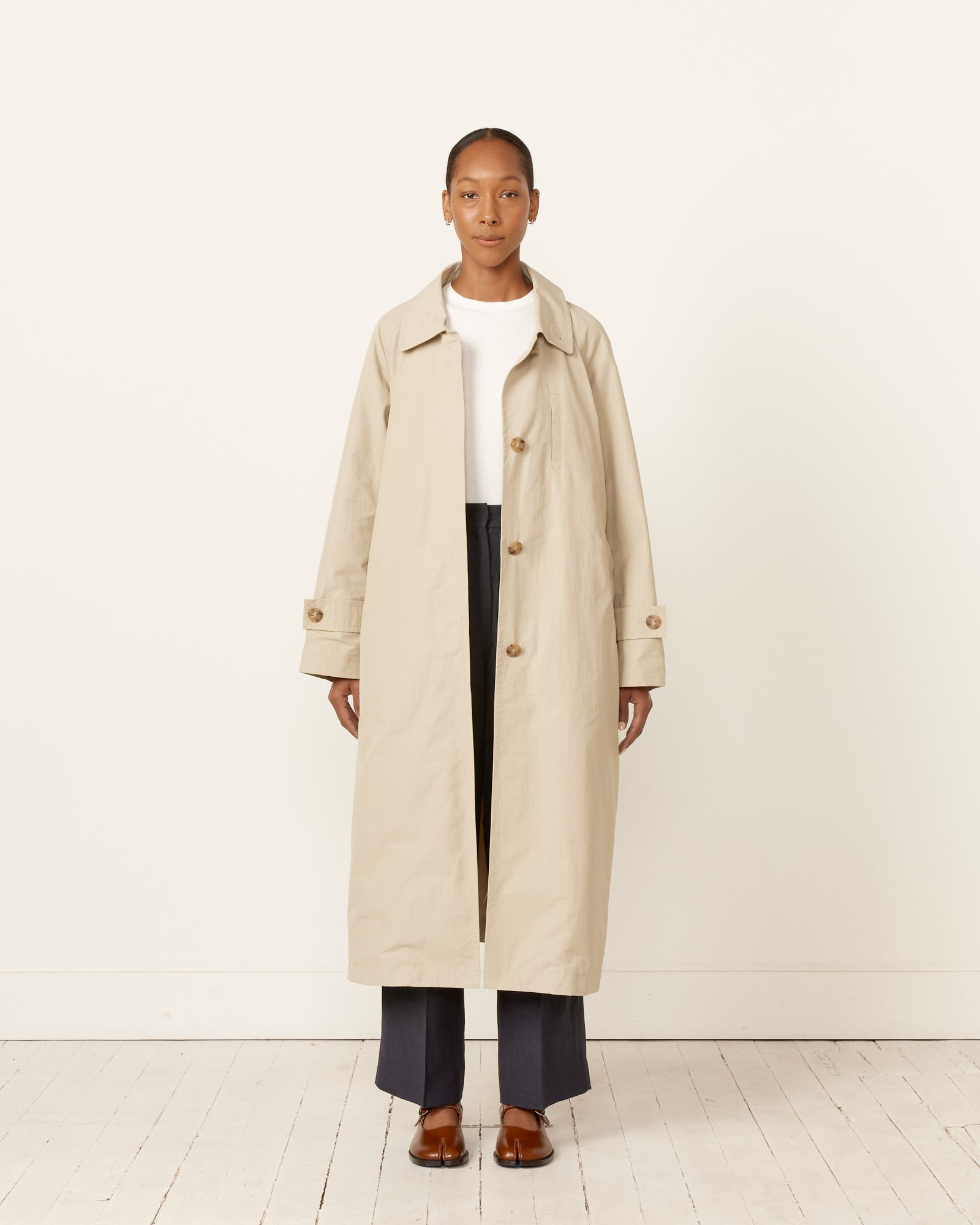 Signature Cotton Blend Long Trench Coat