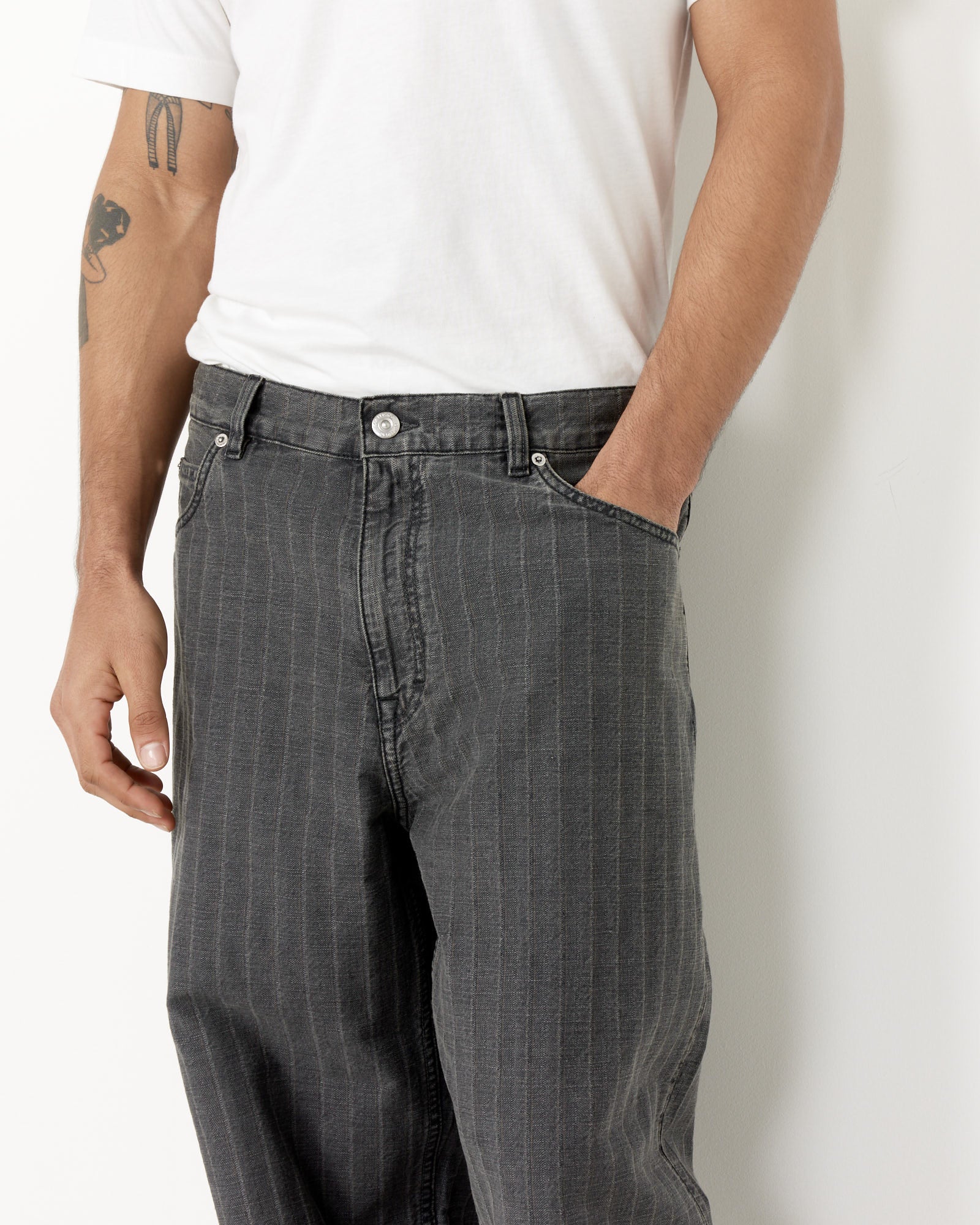 Vast Cut Pants in Washed Grey Torino Stripe