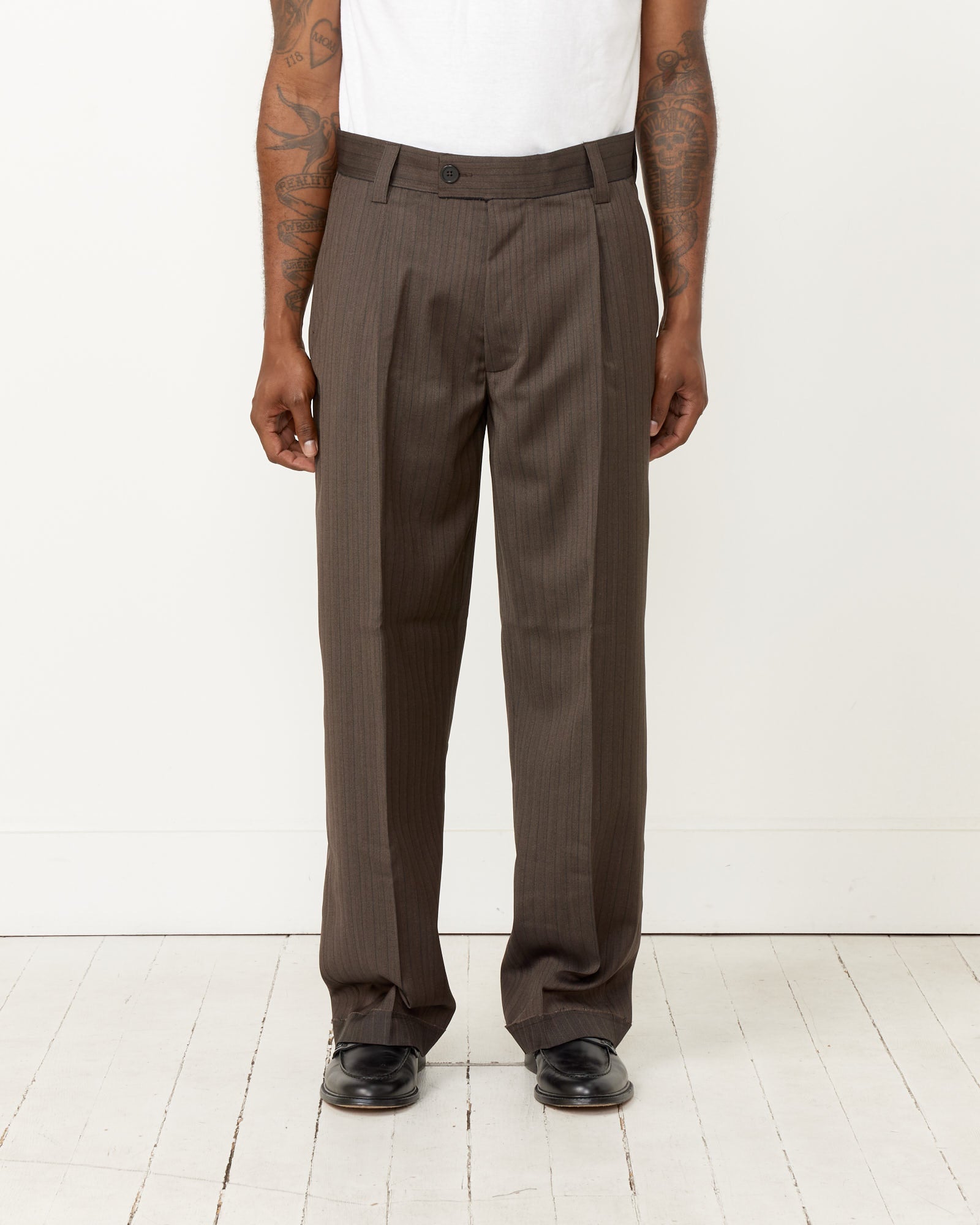 Patch Trouser in Vintage Pinstripe