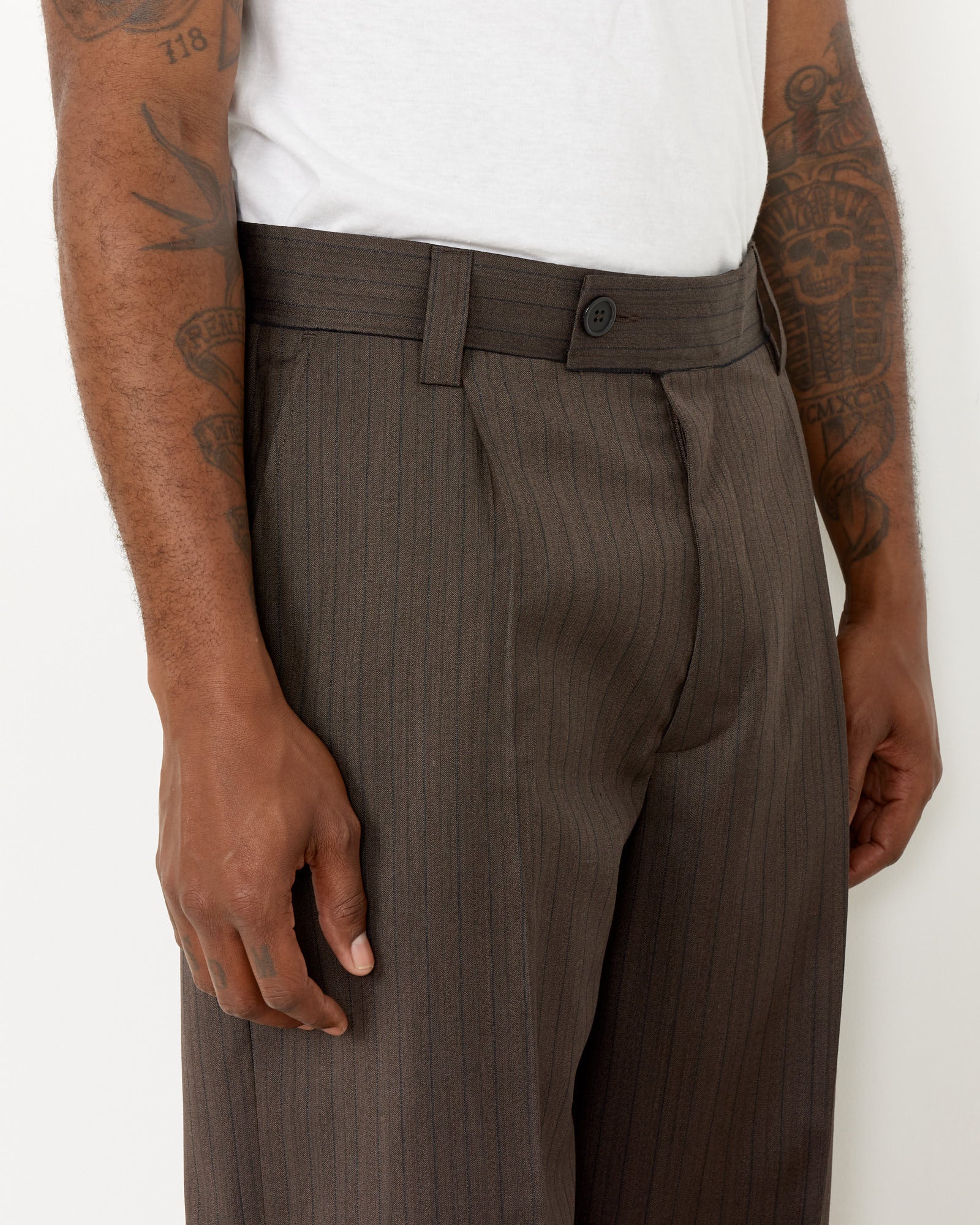 Patch Trouser in Vintage Pinstripe