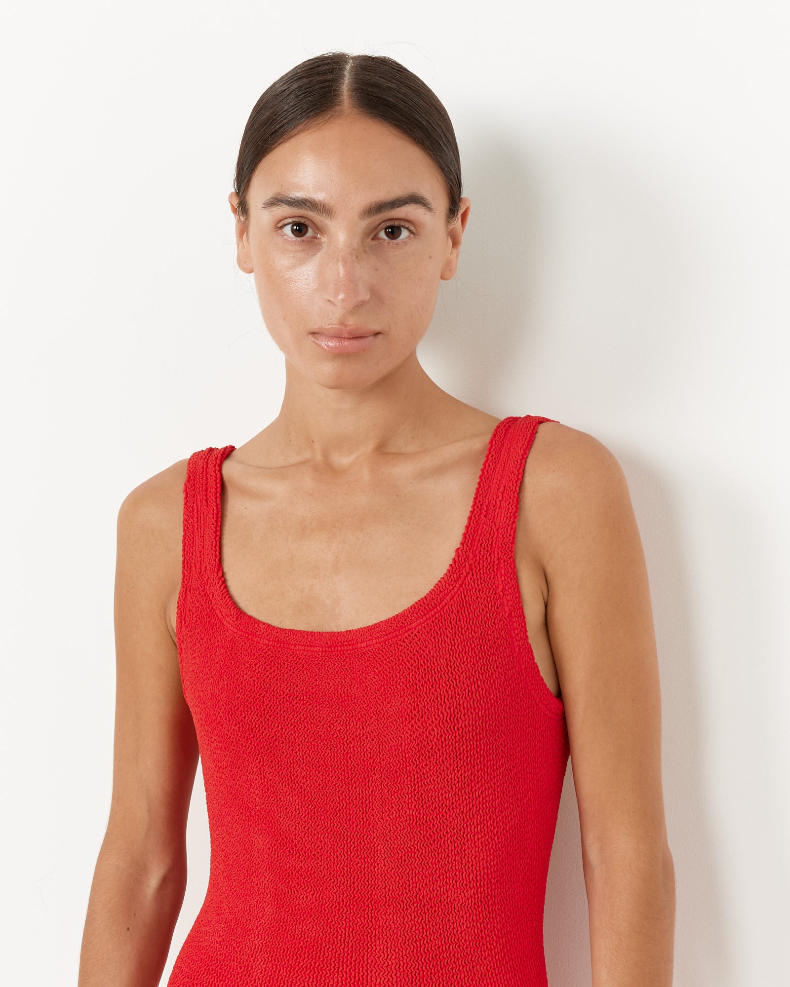 Square Neck Swimsuit in Red