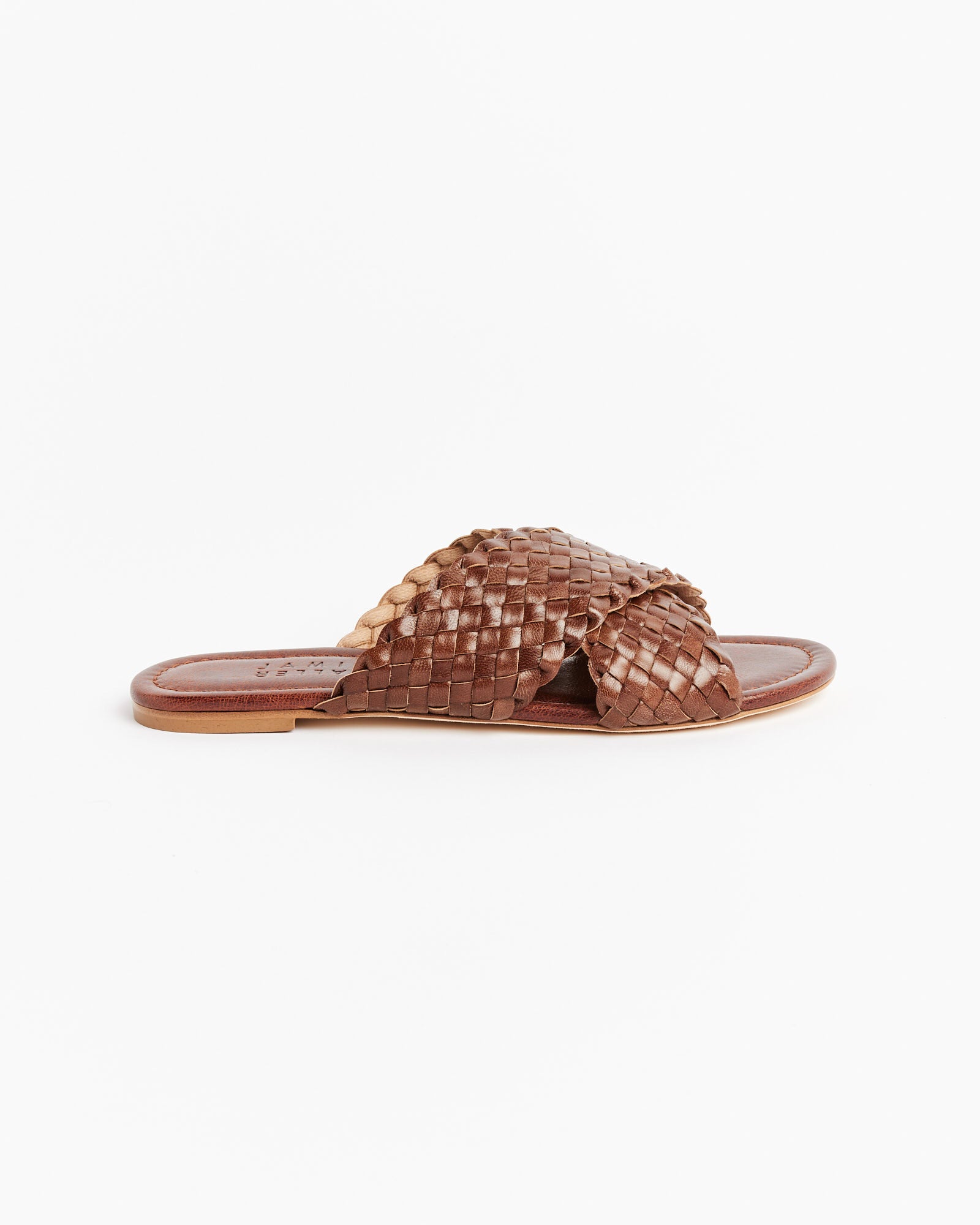 Woven Strap Slide in Brown Braided
