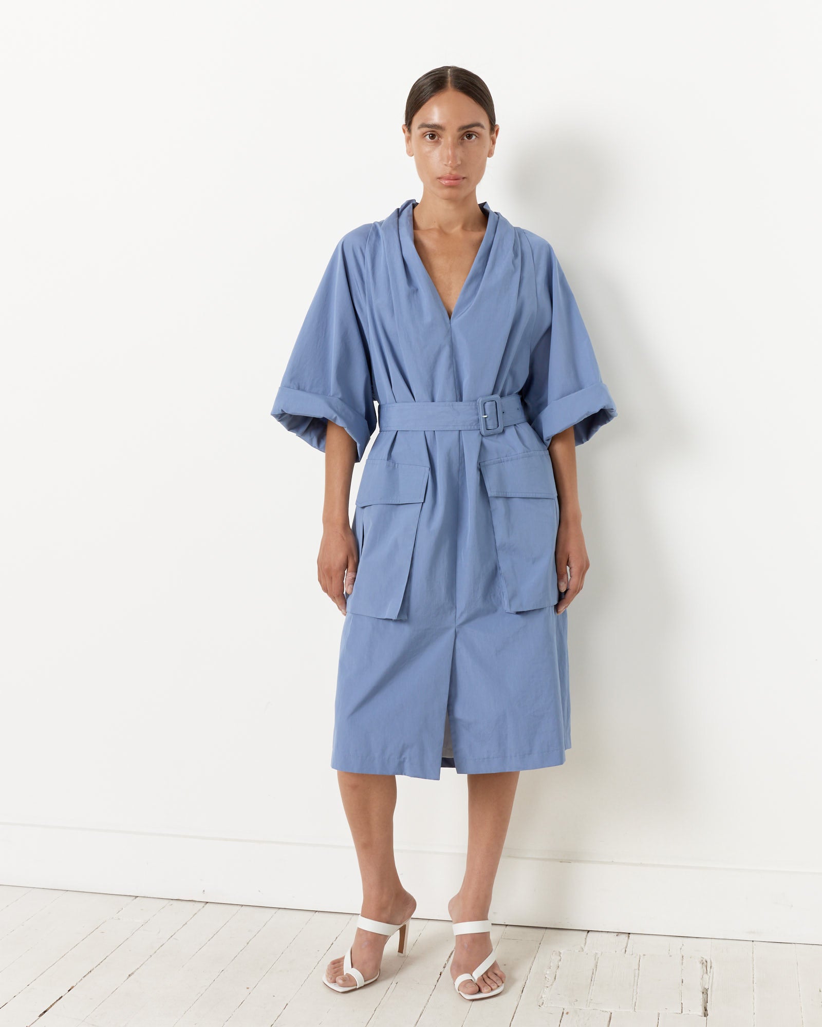 blue cargo dress Debrasa Belted Cargo Dress