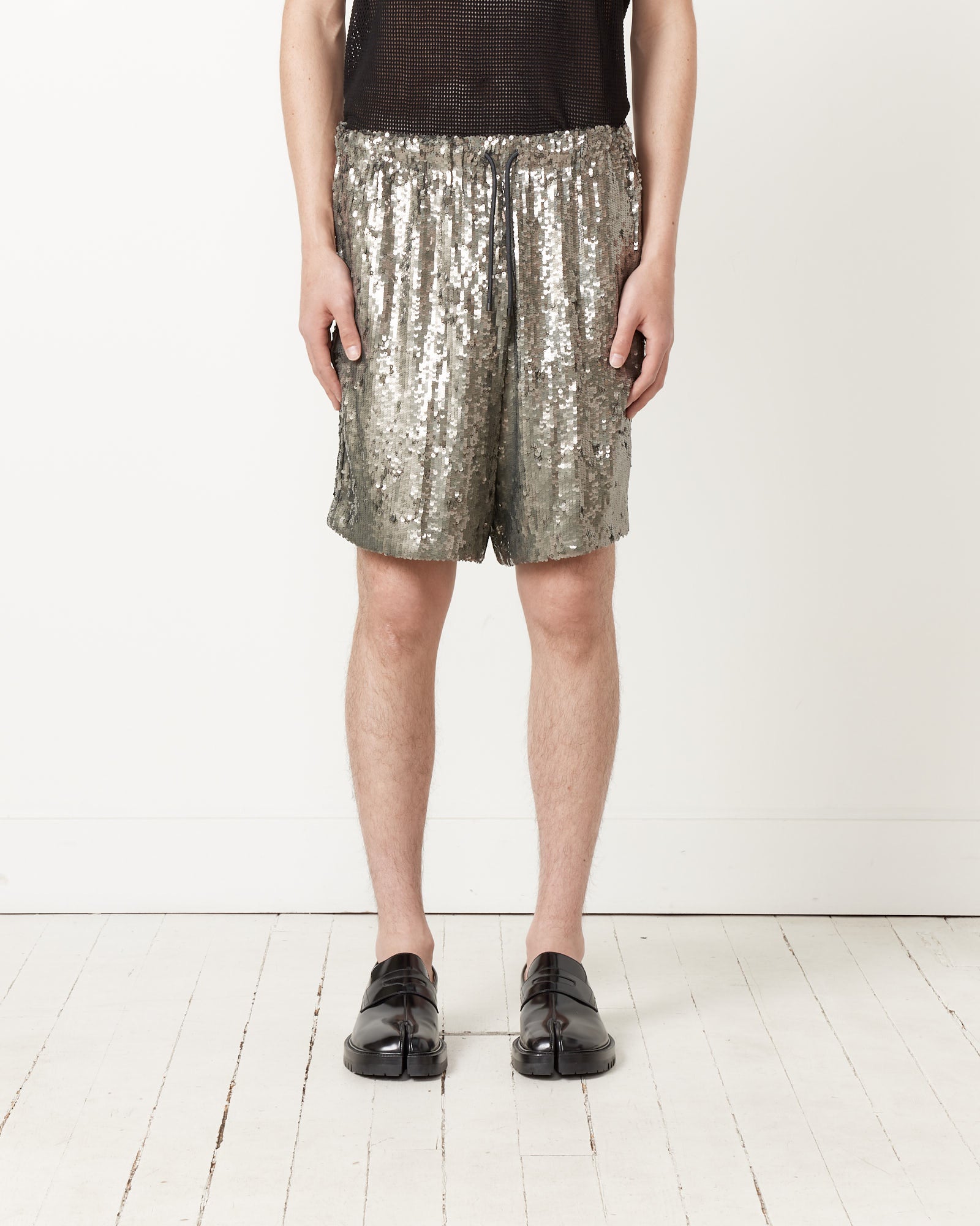 Embellished Shorts in Silver