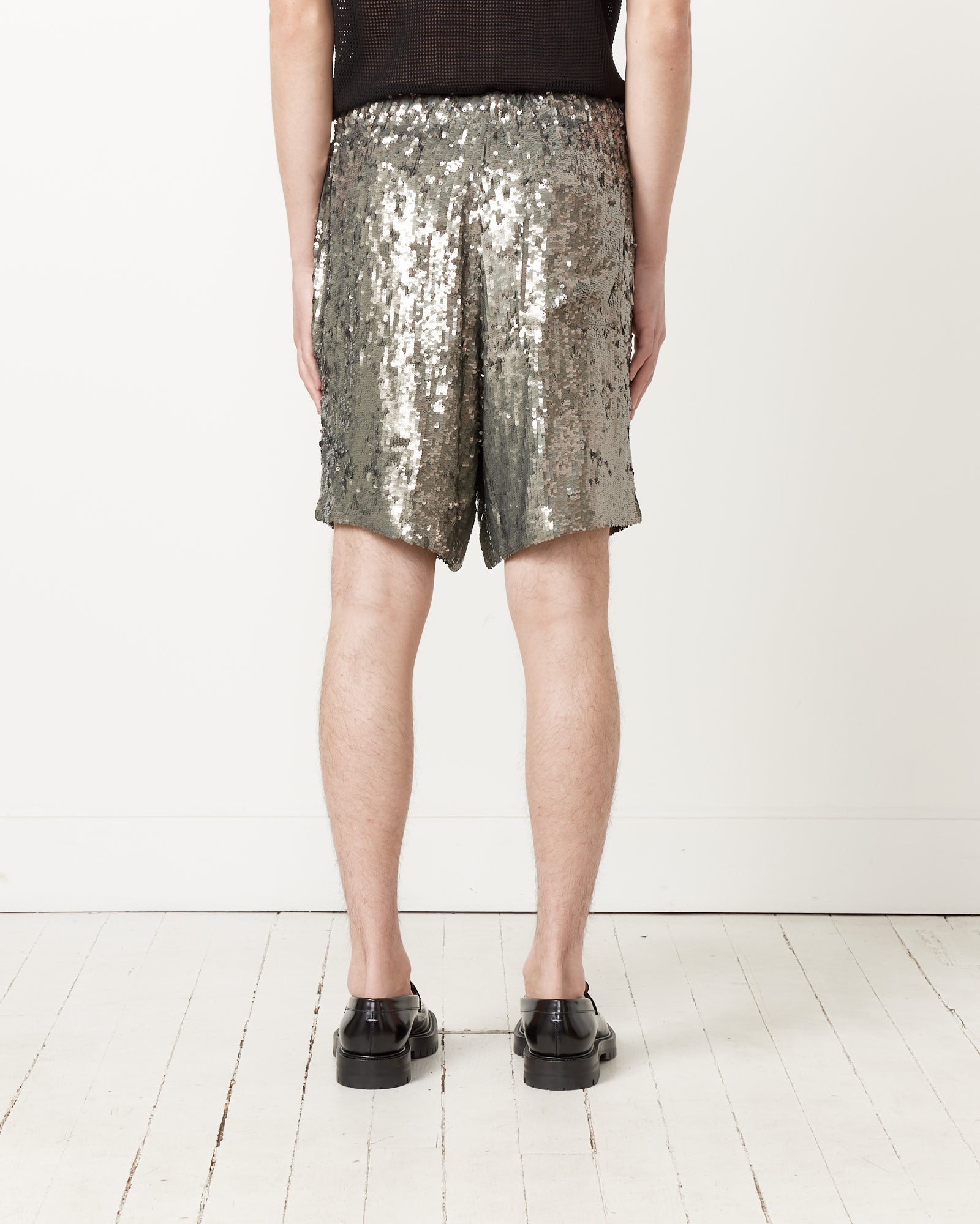Embellished Shorts in Silver