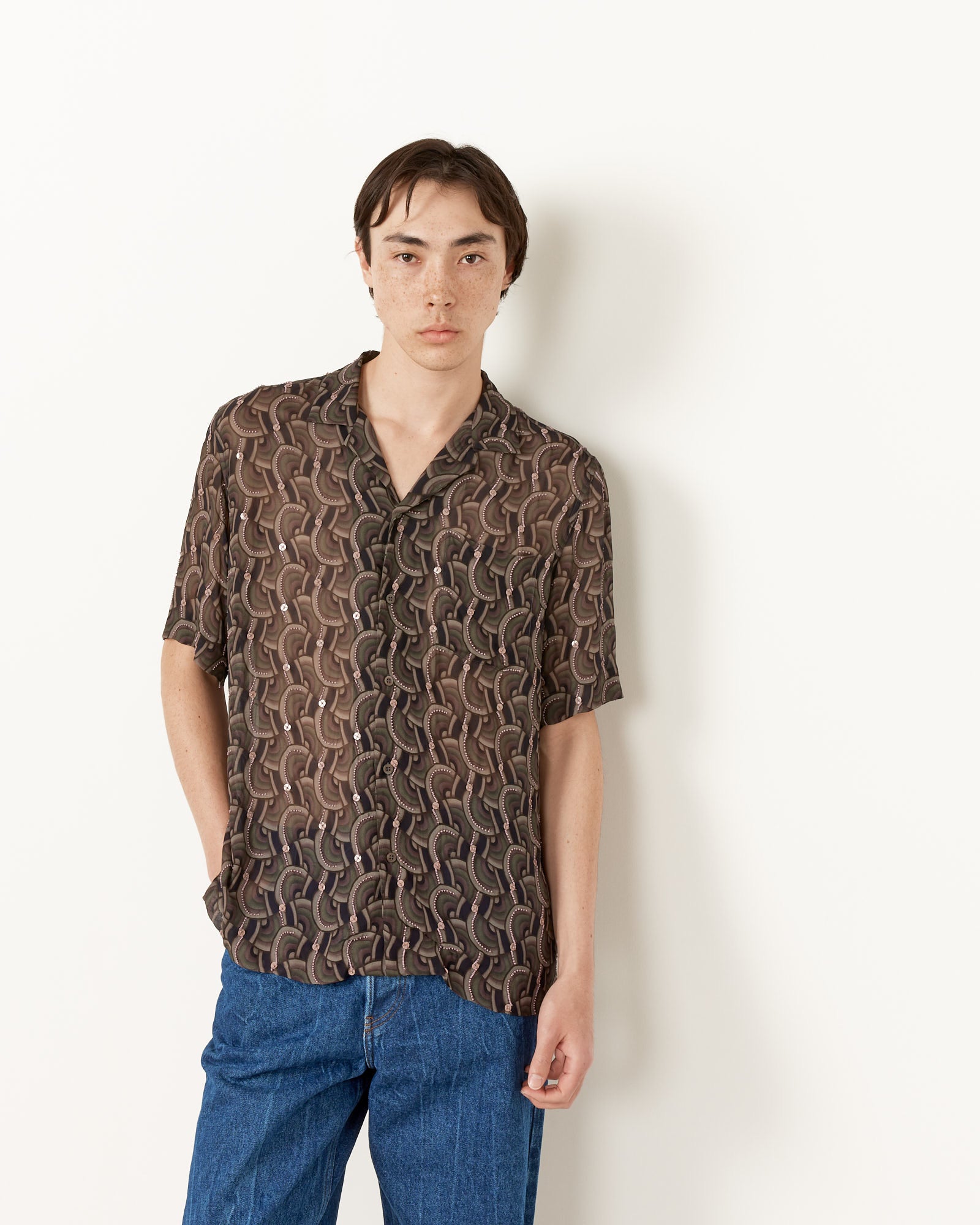 Embroidered Shirt in Petrol
