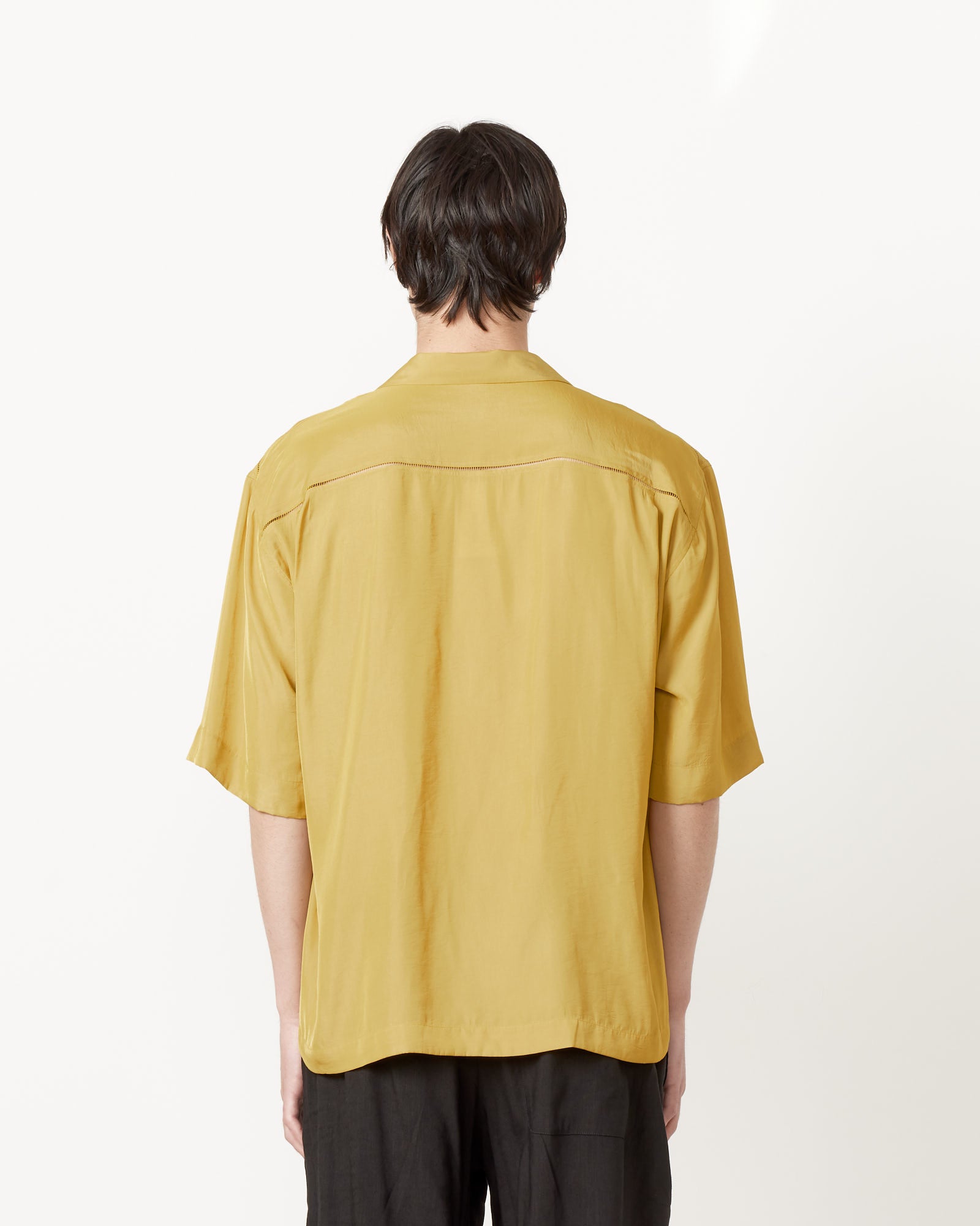 Paneled Short Sleeve Shirt in Mustard