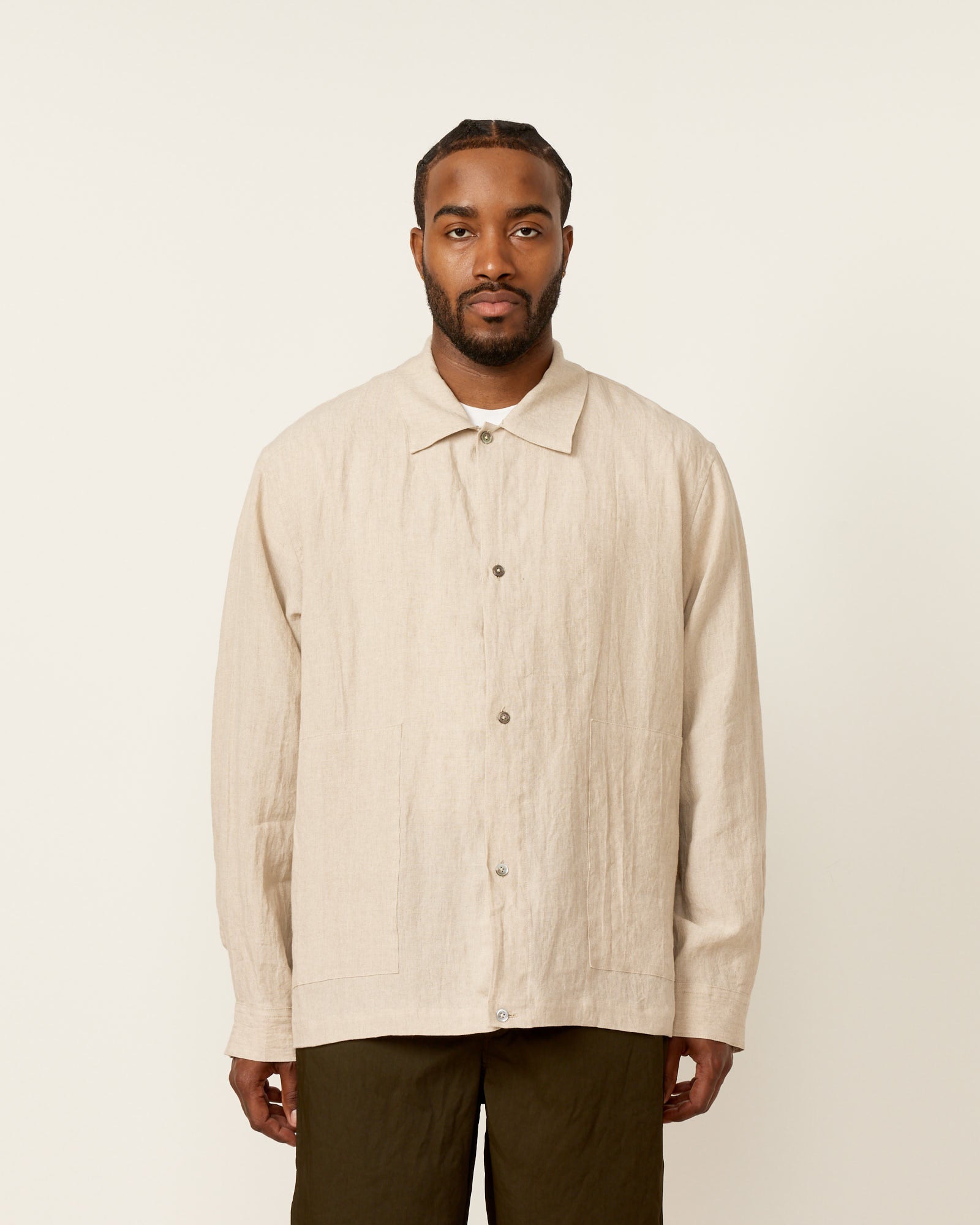 Paper Mixed Shirt Jacket in Oatmeal