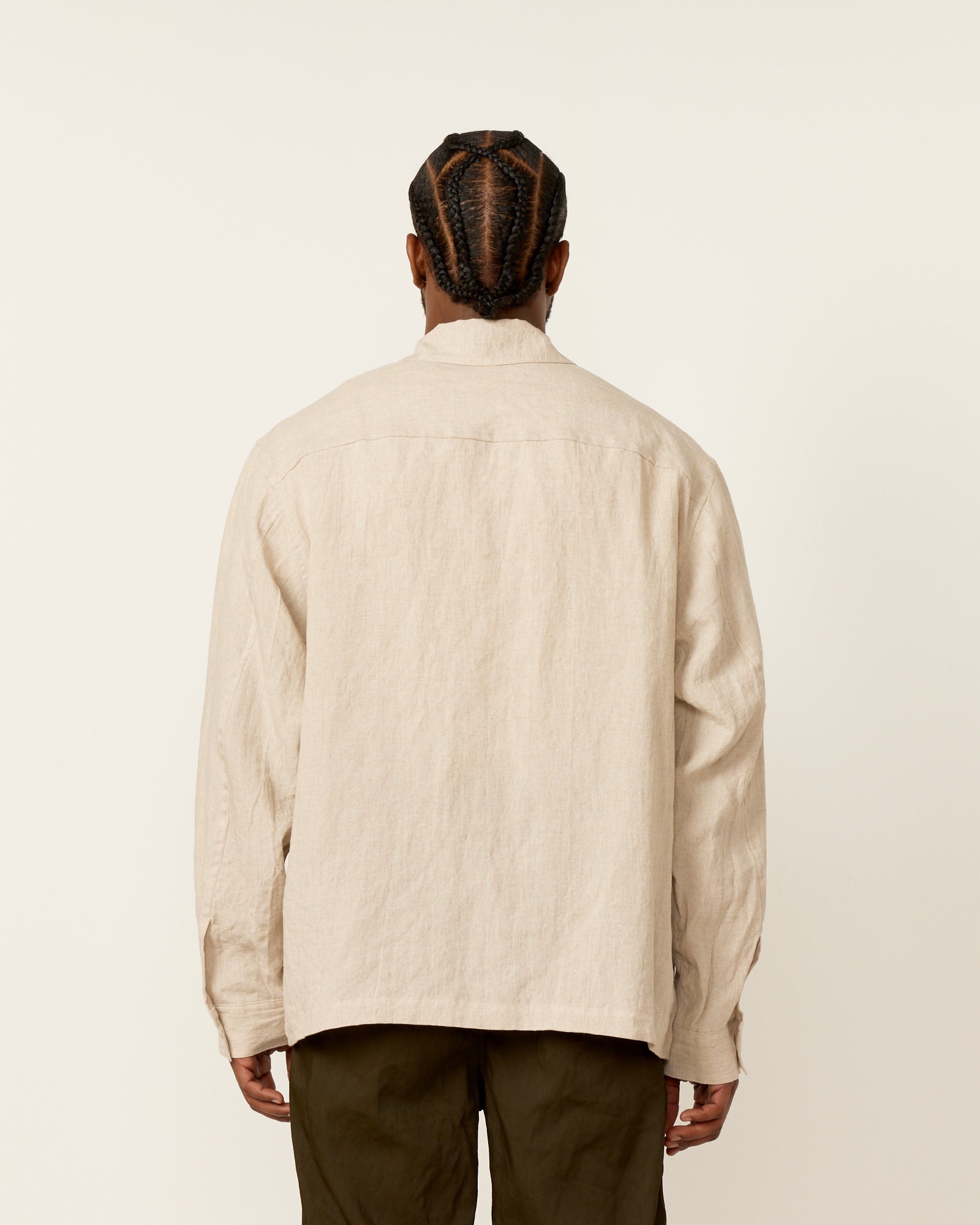 Paper Mixed Shirt Jacket in Oatmeal